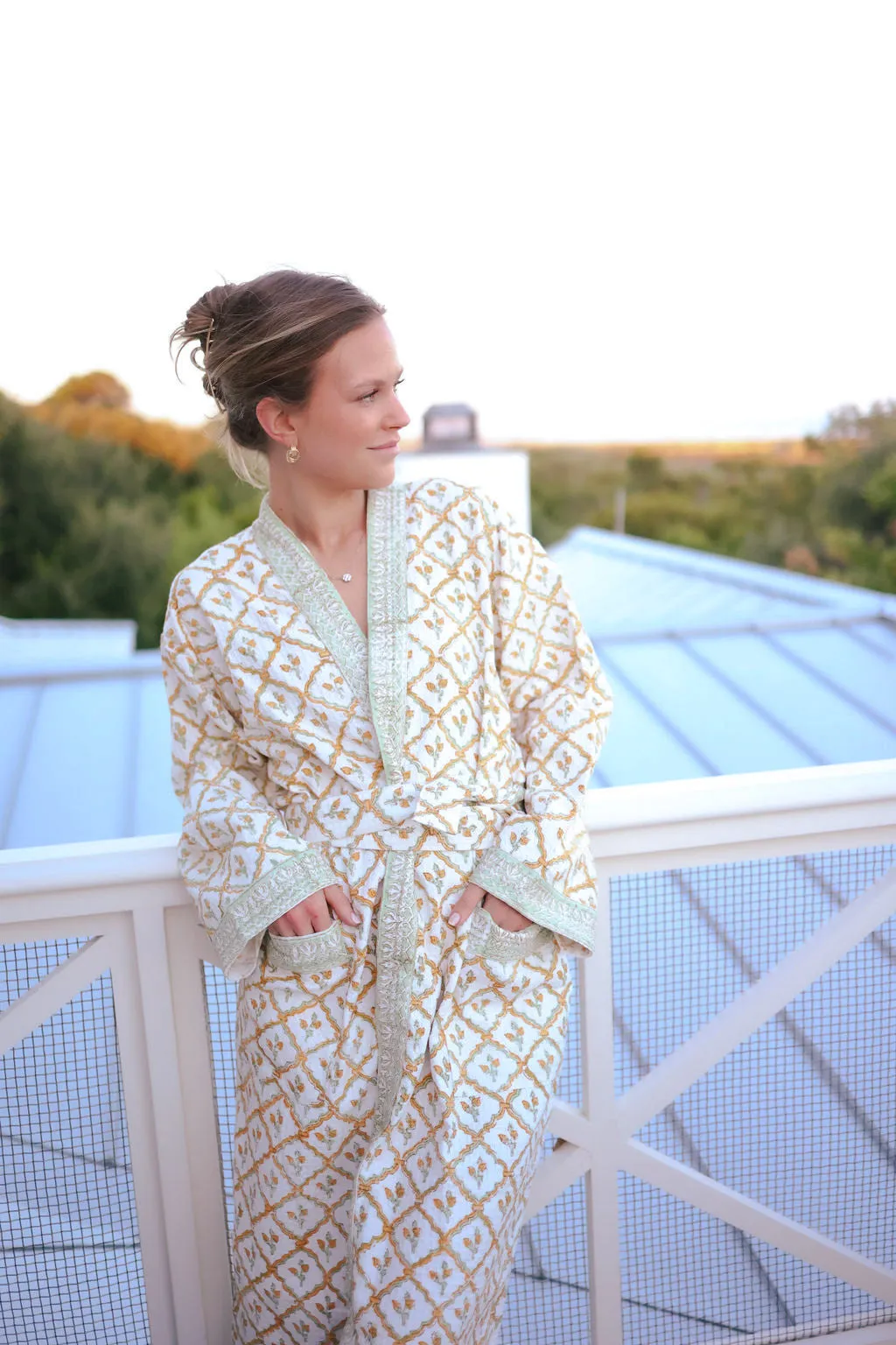 Waffle Bathrobe in Lemon Lattice sold by Darling Loungewear product image thumbnail 4