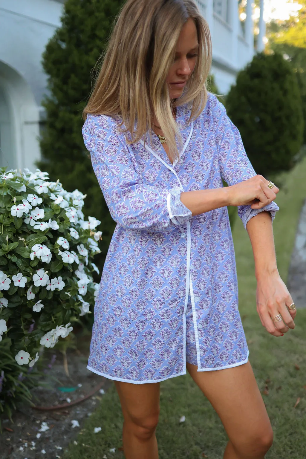 Nightshirt in Periwinkle Blossom sold by Darling Loungewear product image thumbnail 3