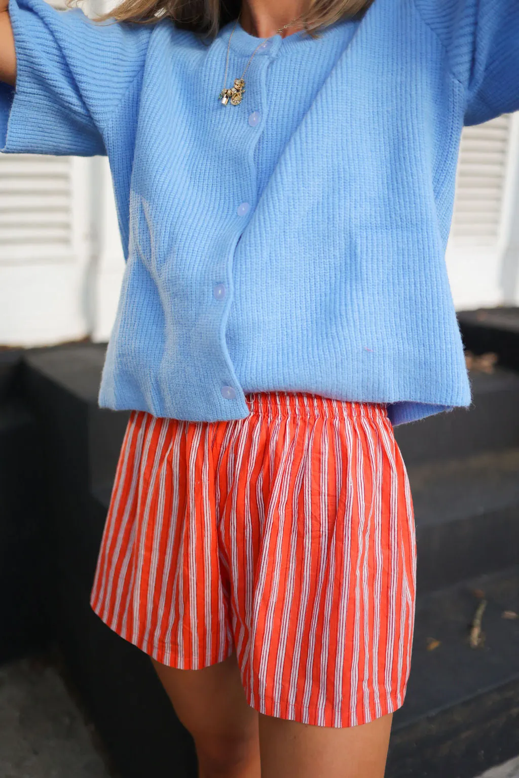 Boxer Shorts - Bright Orange Striped sold by Darling Loungewear