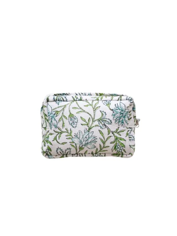 Quilted Cosmetic Bag - Blue Sweet Pea sold by Darling Loungewear