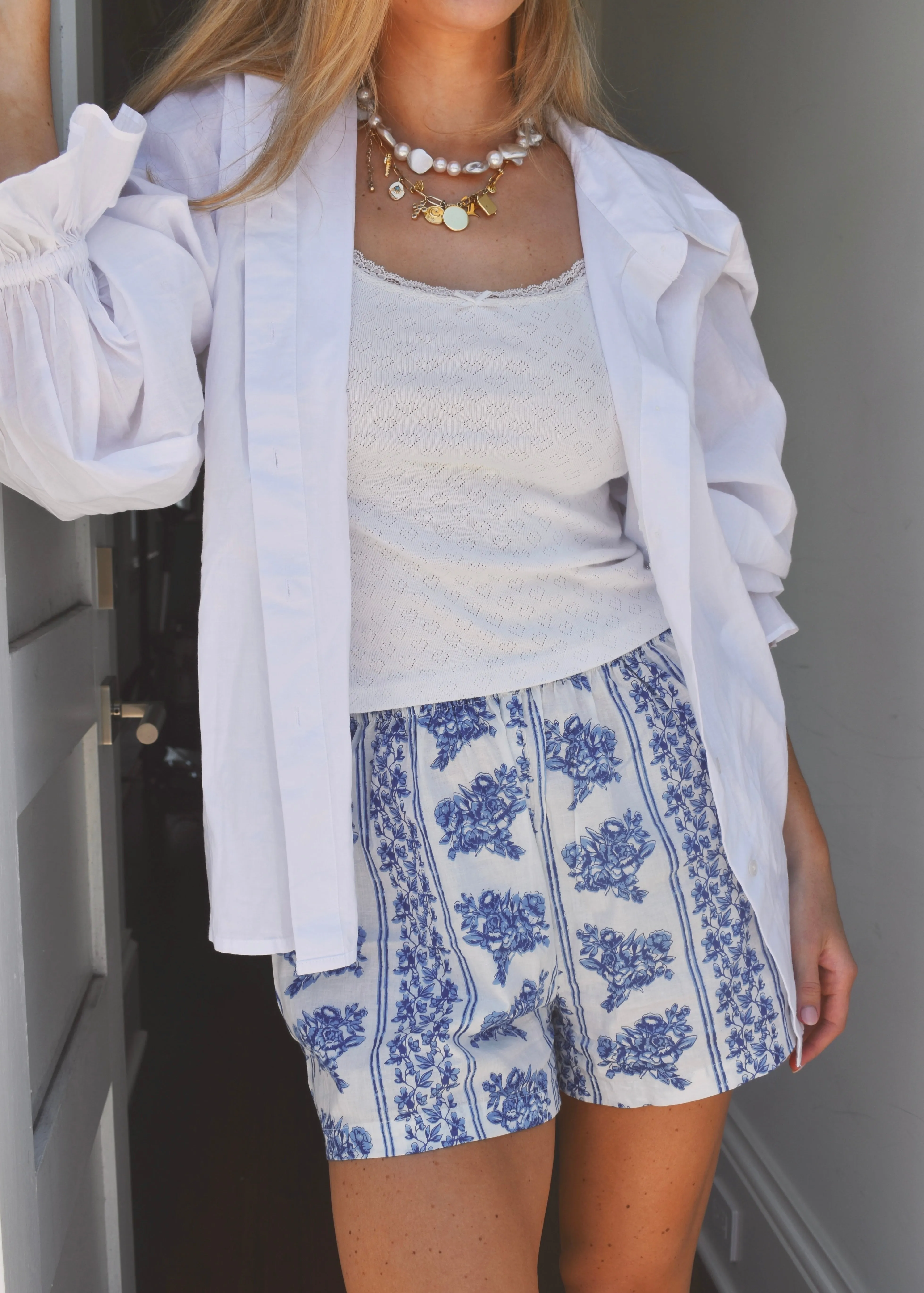 Boxer Shorts - French Blue Floral sold by Darling Loungewear