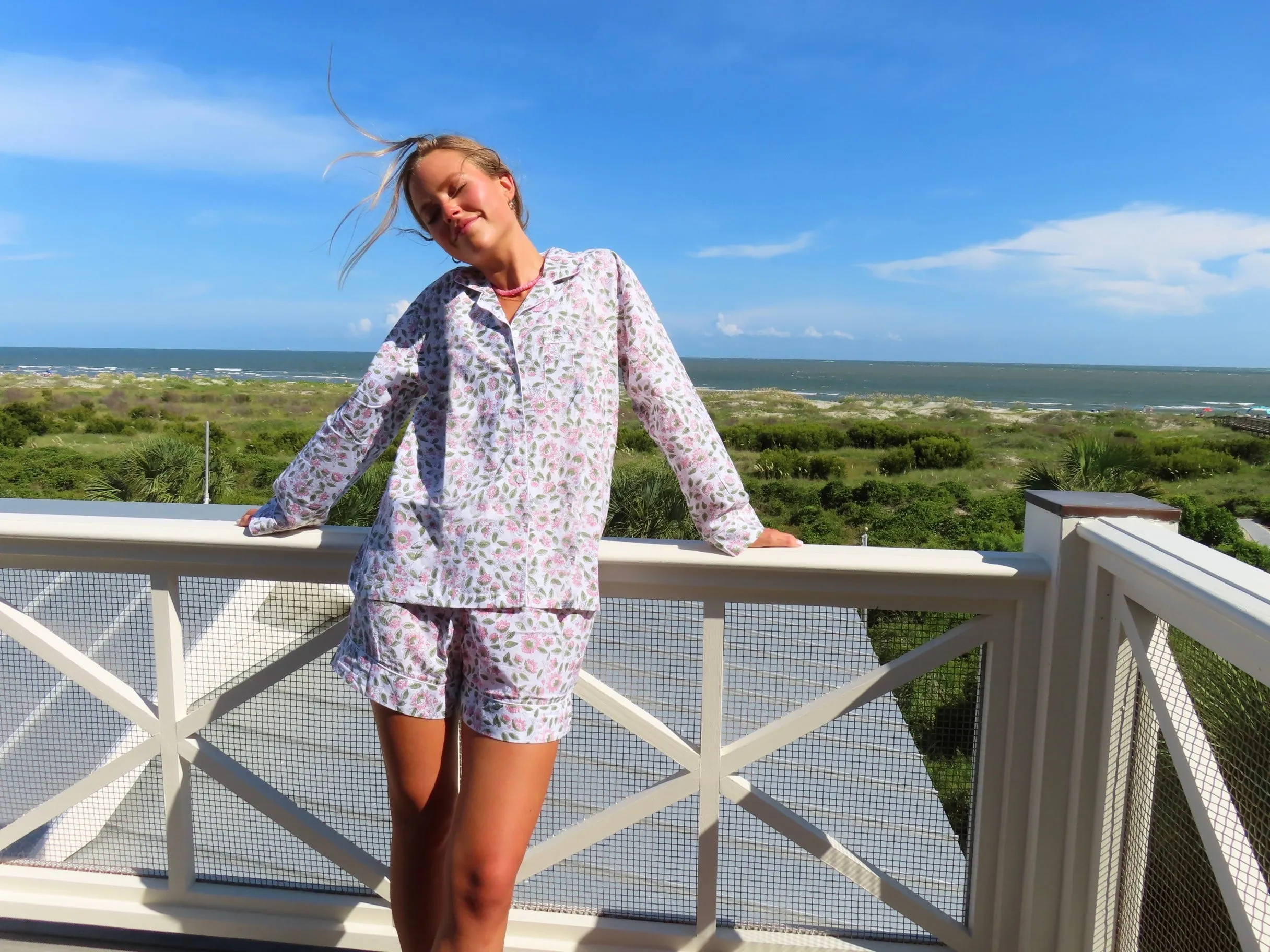 Pink Flower Garden Set - Long / Short sold by Darling Loungewear product image thumbnail 2