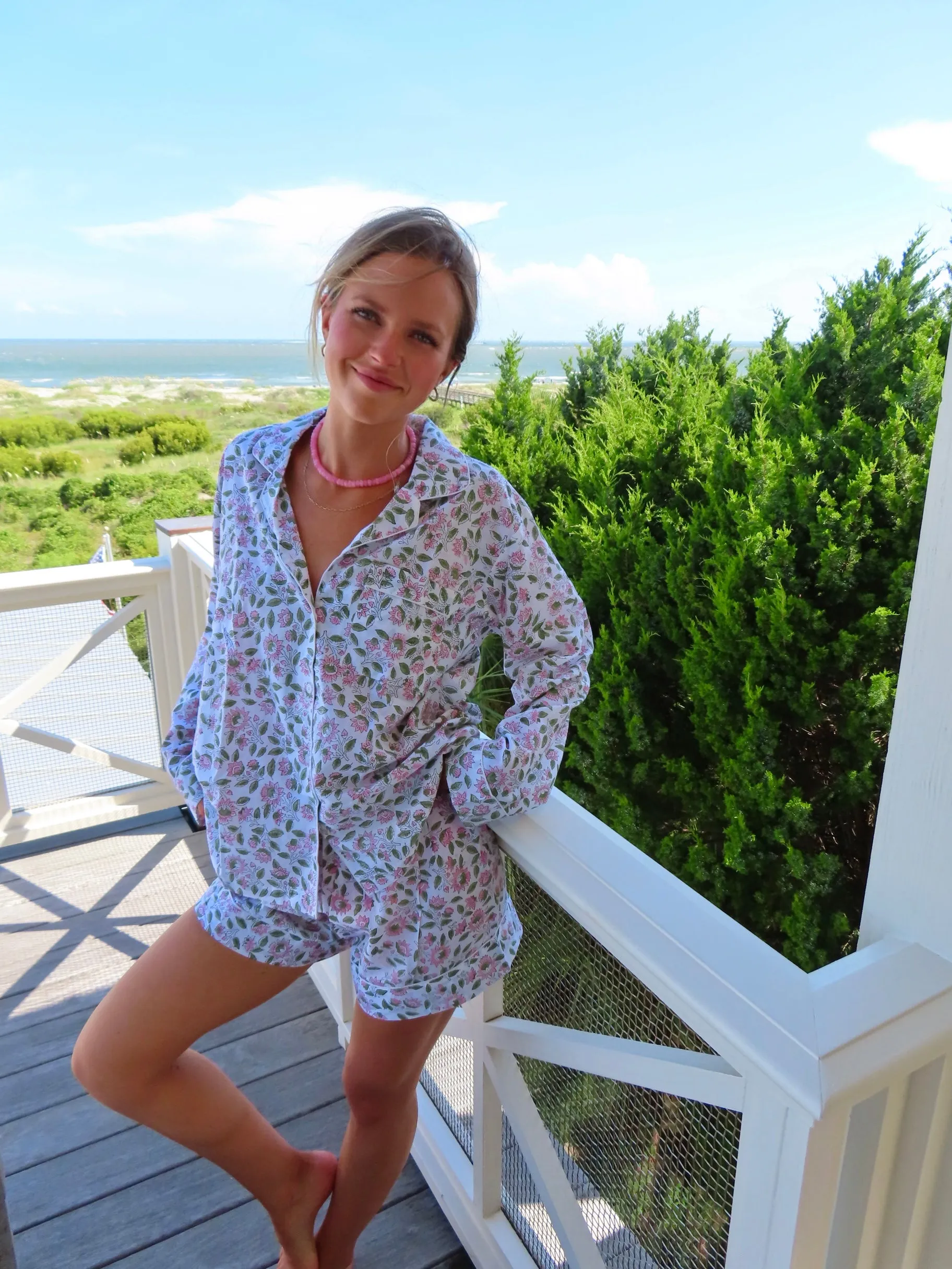 Pink Flower Garden Set - Long / Short sold by Darling Loungewear product image thumbnail 3