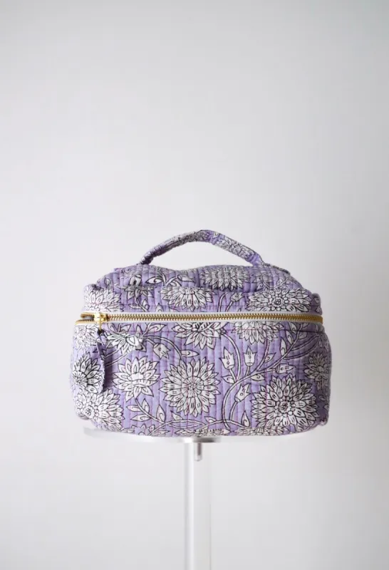Quilted Cosmetic Train Case - Lavender Mist sold by Darling Loungewear