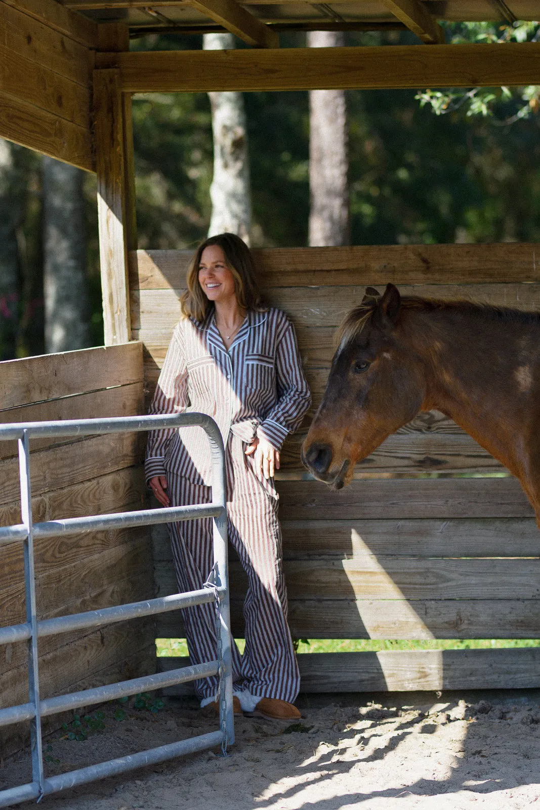 Cozy Pajama Set - Mocha Stripe sold by Darling Loungewear product image thumbnail 4