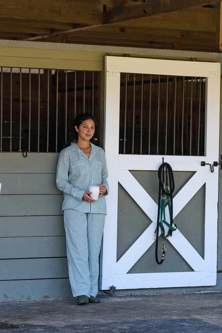 Cozy Pajama Set - Evergreen Stripe sold by Darling Loungewear
