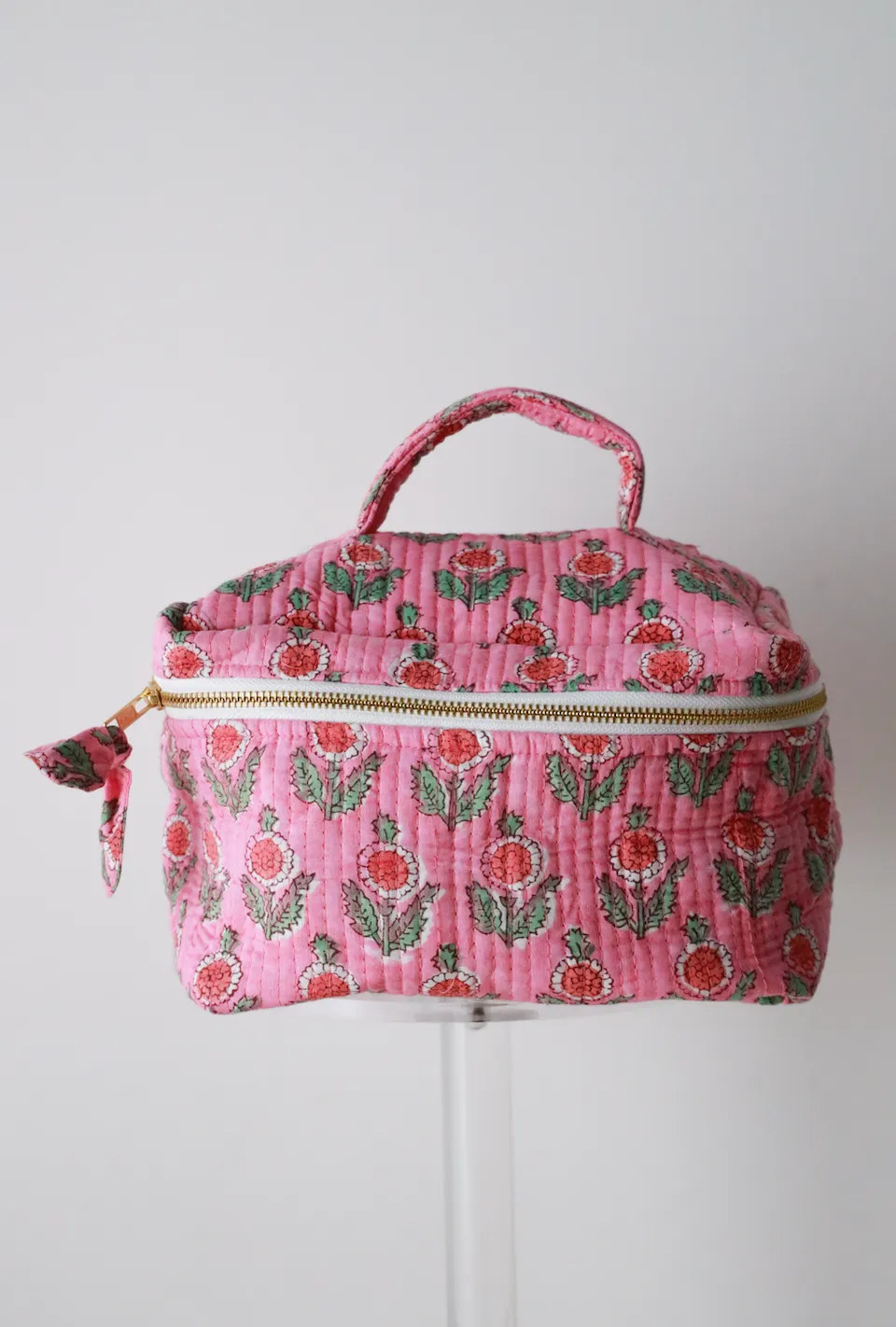 Quilted Cosmetic Train Case - Pink Poppy sold by Darling Loungewear