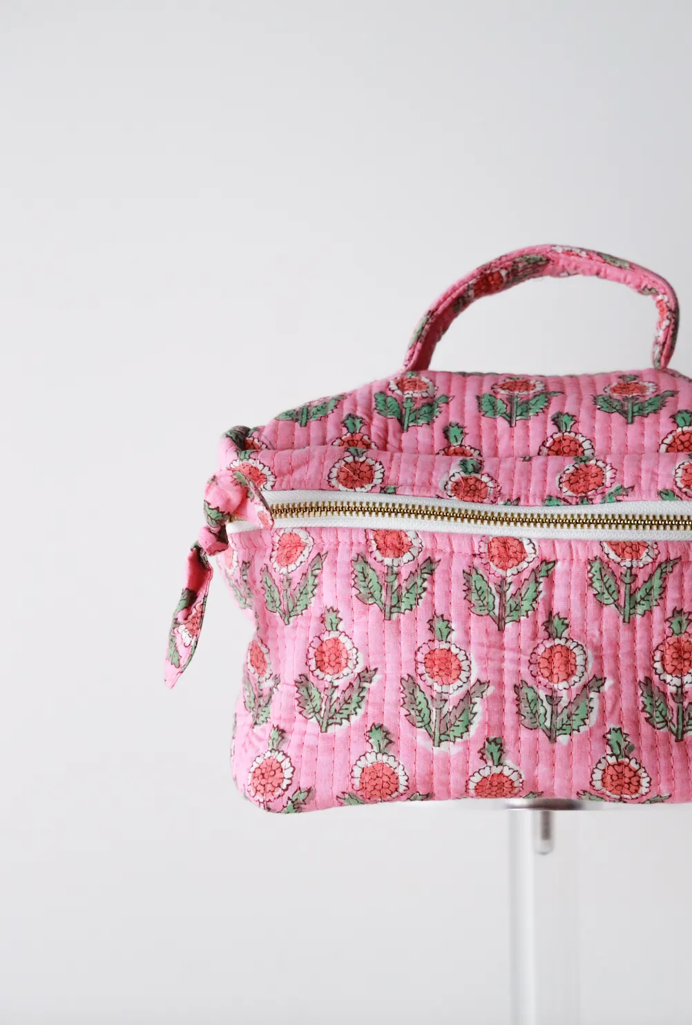 Quilted Cosmetic Train Case - Pink Poppy sold by Darling Loungewear product image thumbnail 4