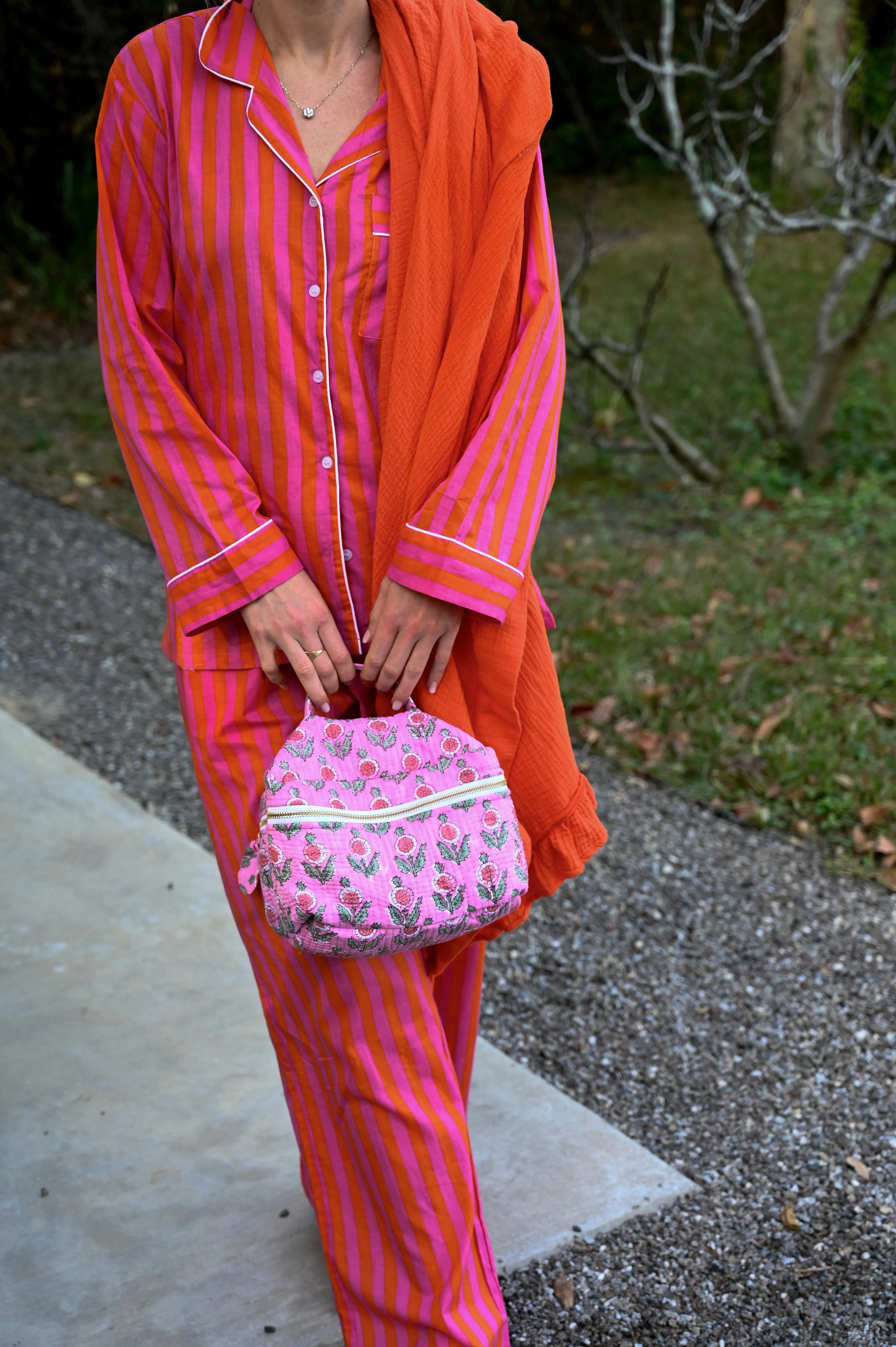 Quilted Cosmetic Train Case - Pink Poppy sold by Darling Loungewear product image thumbnail 2