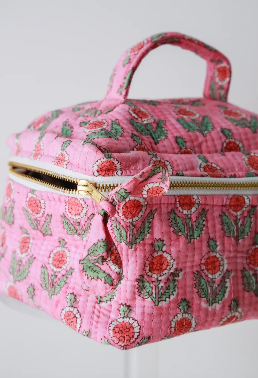 Quilted Cosmetic Train Case - Pink Poppy sold by Darling Loungewear product image thumbnail 5
