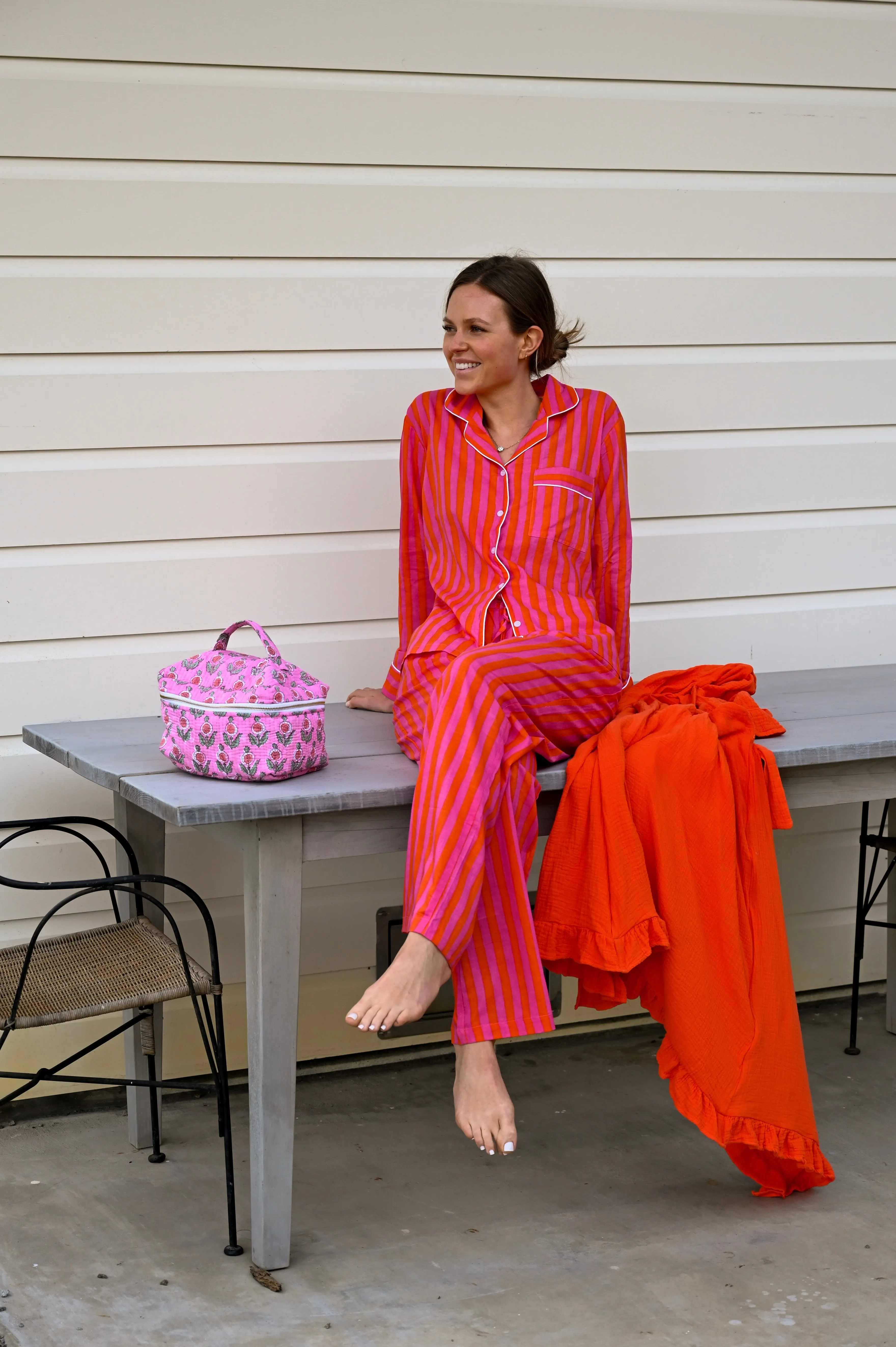 Quilted Cosmetic Train Case - Pink Poppy sold by Darling Loungewear product image thumbnail 3