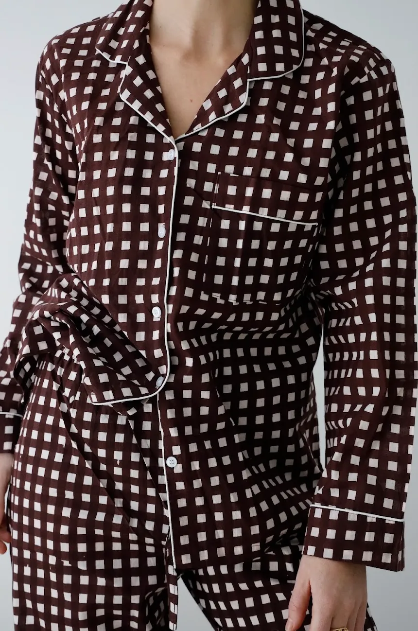 Cozy Pajama Set - Chocolate Check sold by Darling Loungewear product image thumbnail 4