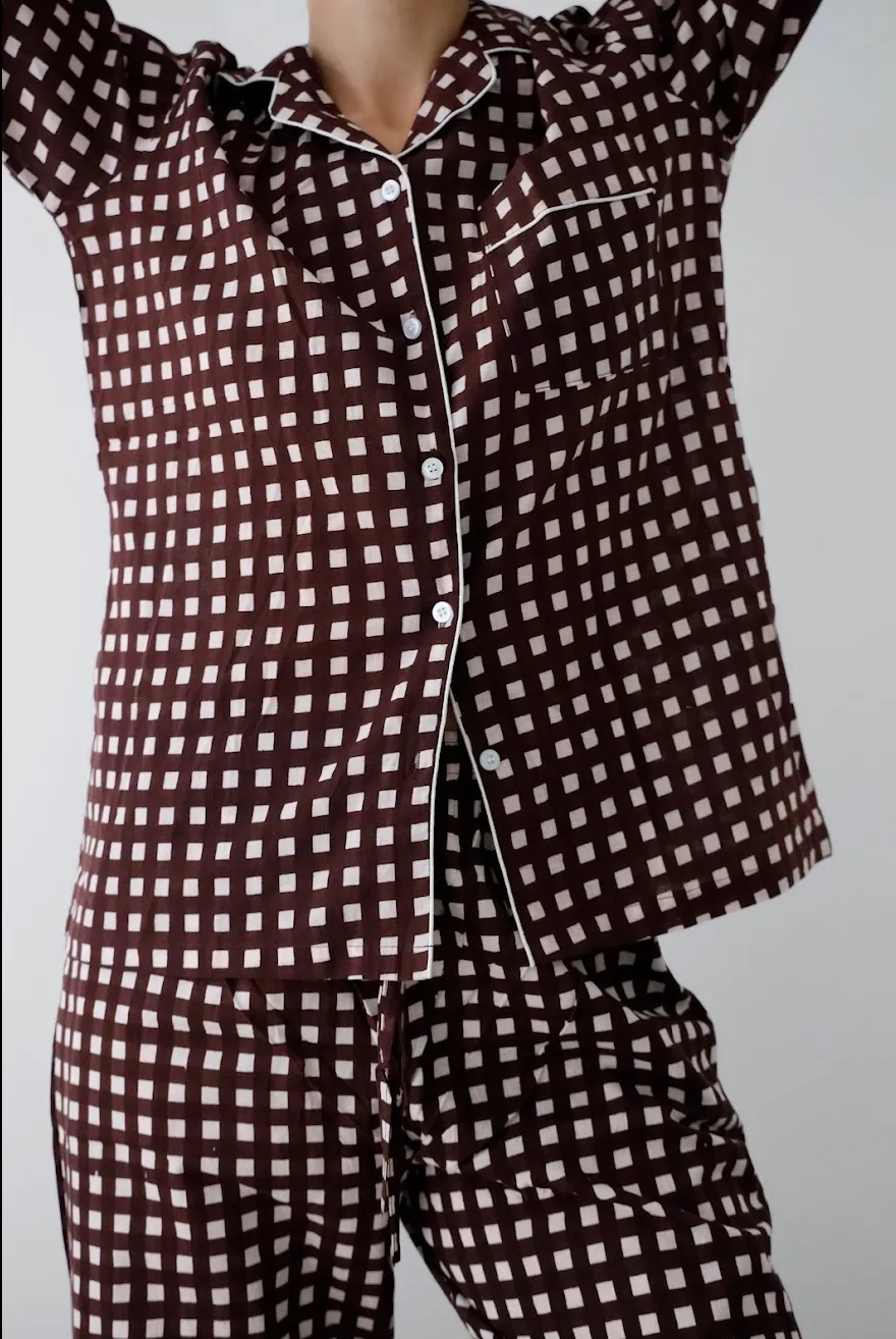 Cozy Pajama Set - Chocolate Check sold by Darling Loungewear product image thumbnail 5