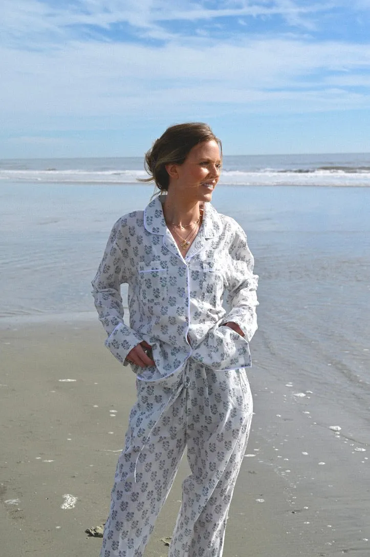 Cozy Pajama Set - White Bouquet sold by Darling Loungewear