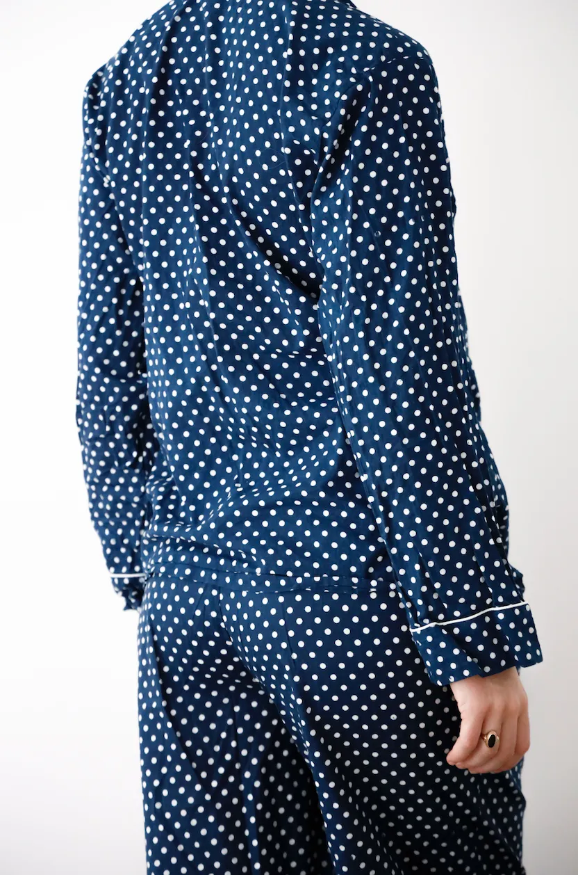 Cozy Pajama Set - Navy Blue Polka Dot sold by Darling Loungewear product image thumbnail 2