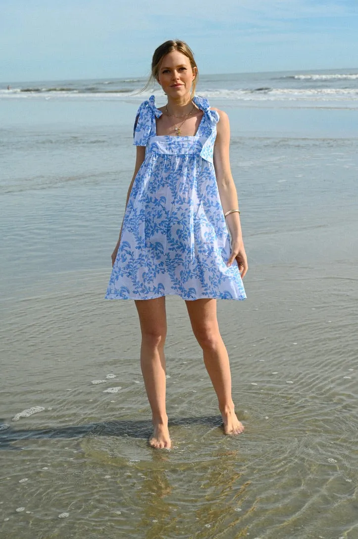 Tie Sleep Dress - Blue Whispering Vine sold by Darling Loungewear product image thumbnail 3