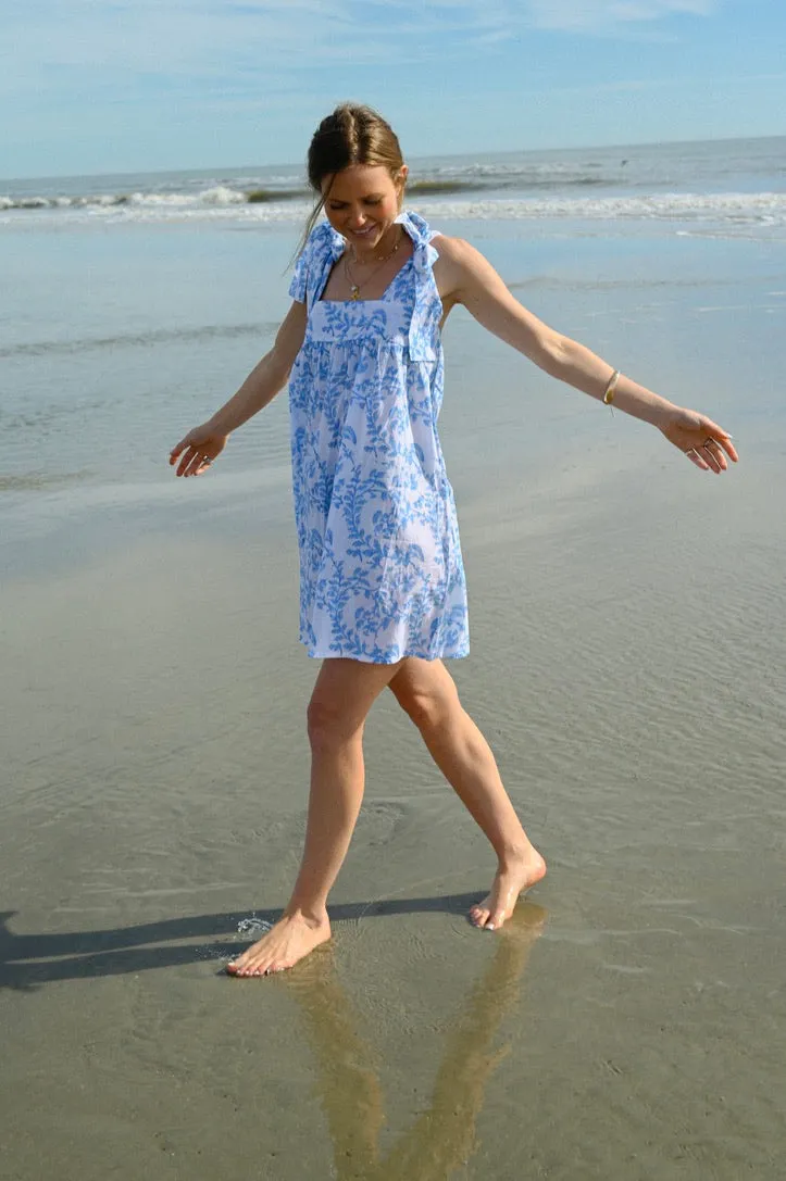 Tie Sleep Dress - Blue Whispering Vine sold by Darling Loungewear product image thumbnail 2