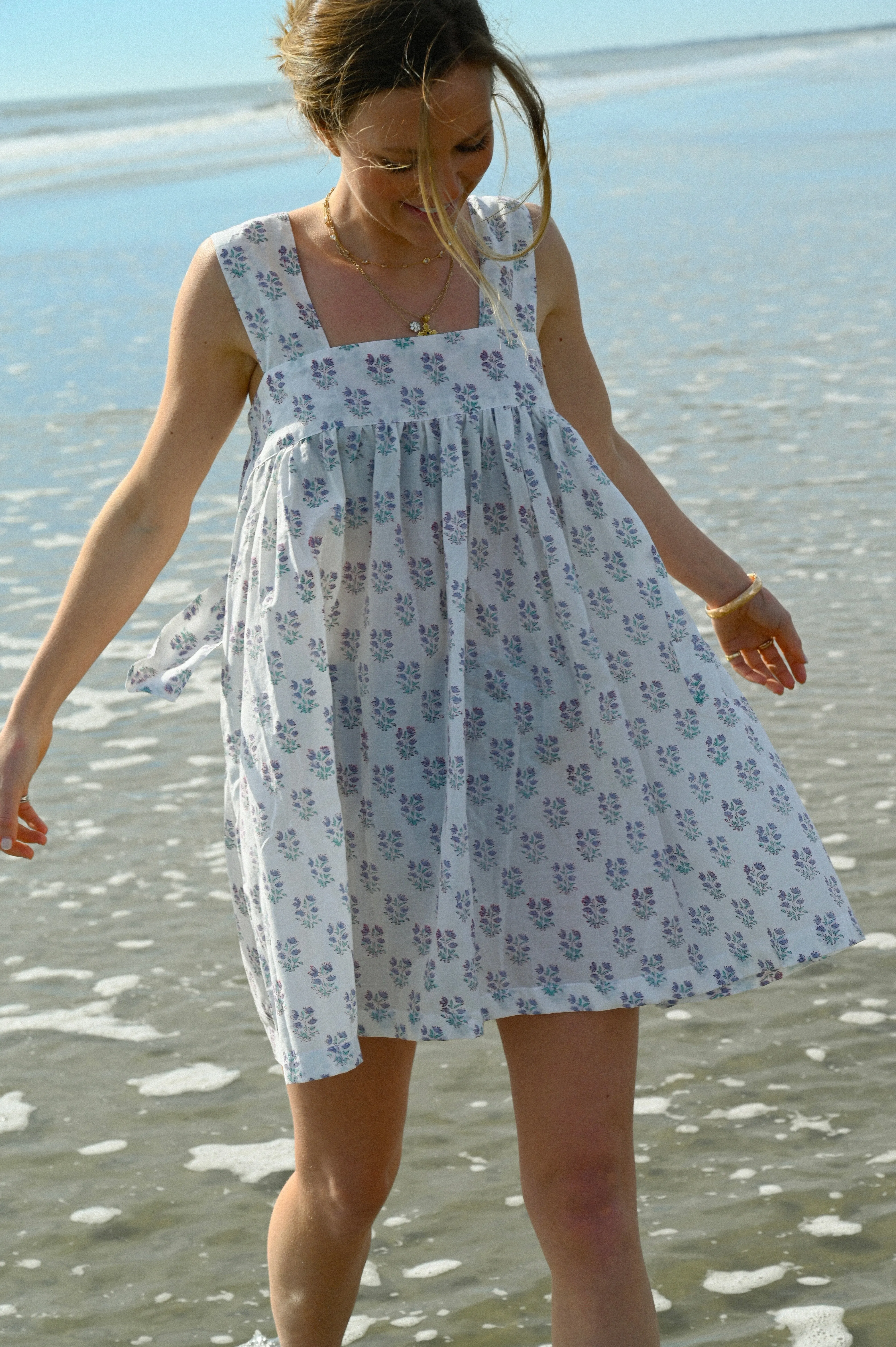 Tie Sleep Dress - White Bouquet sold by Darling Loungewear