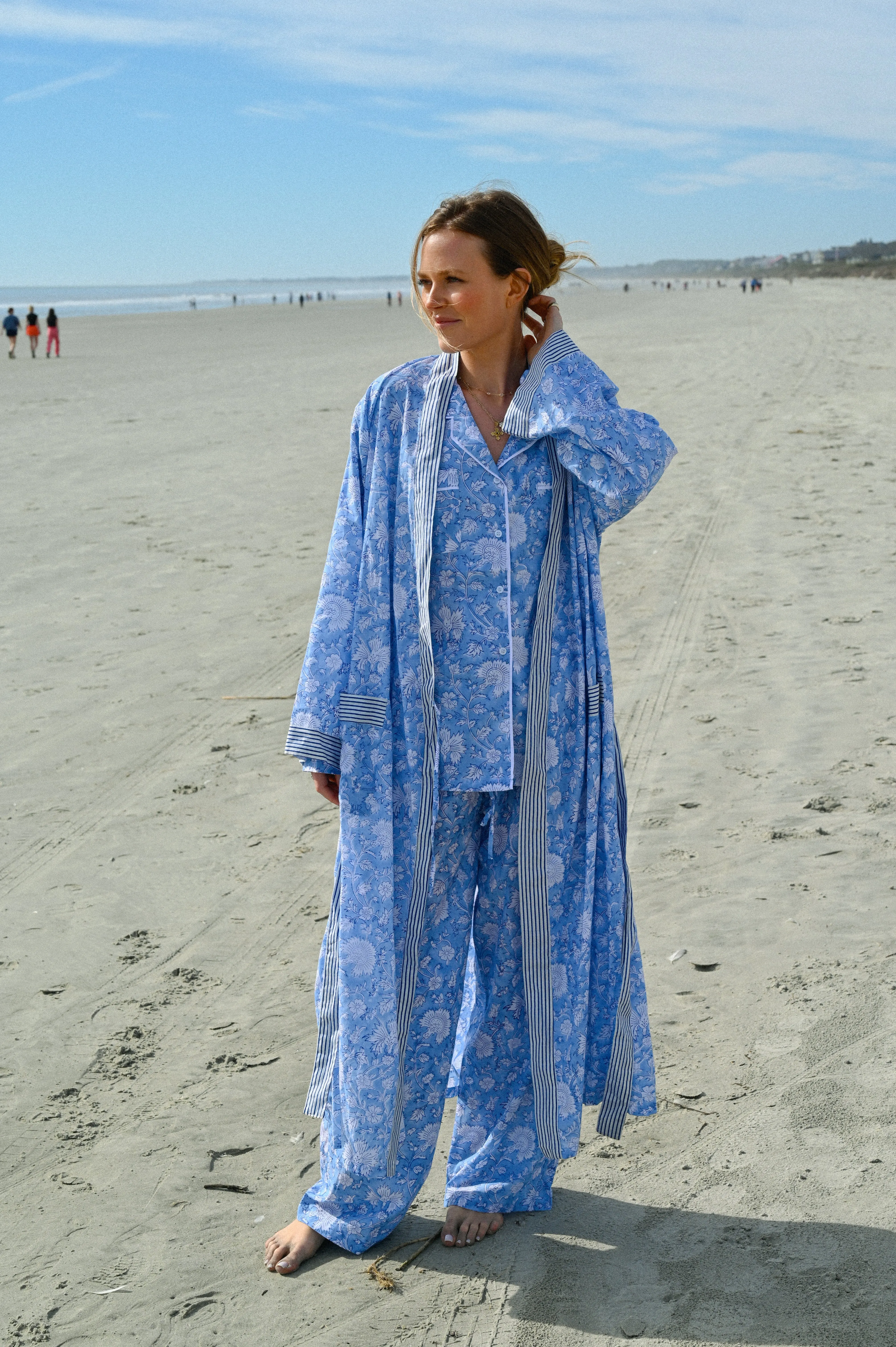Bathrobe in Blue Morning Sky - Long sold by Darling Loungewear
