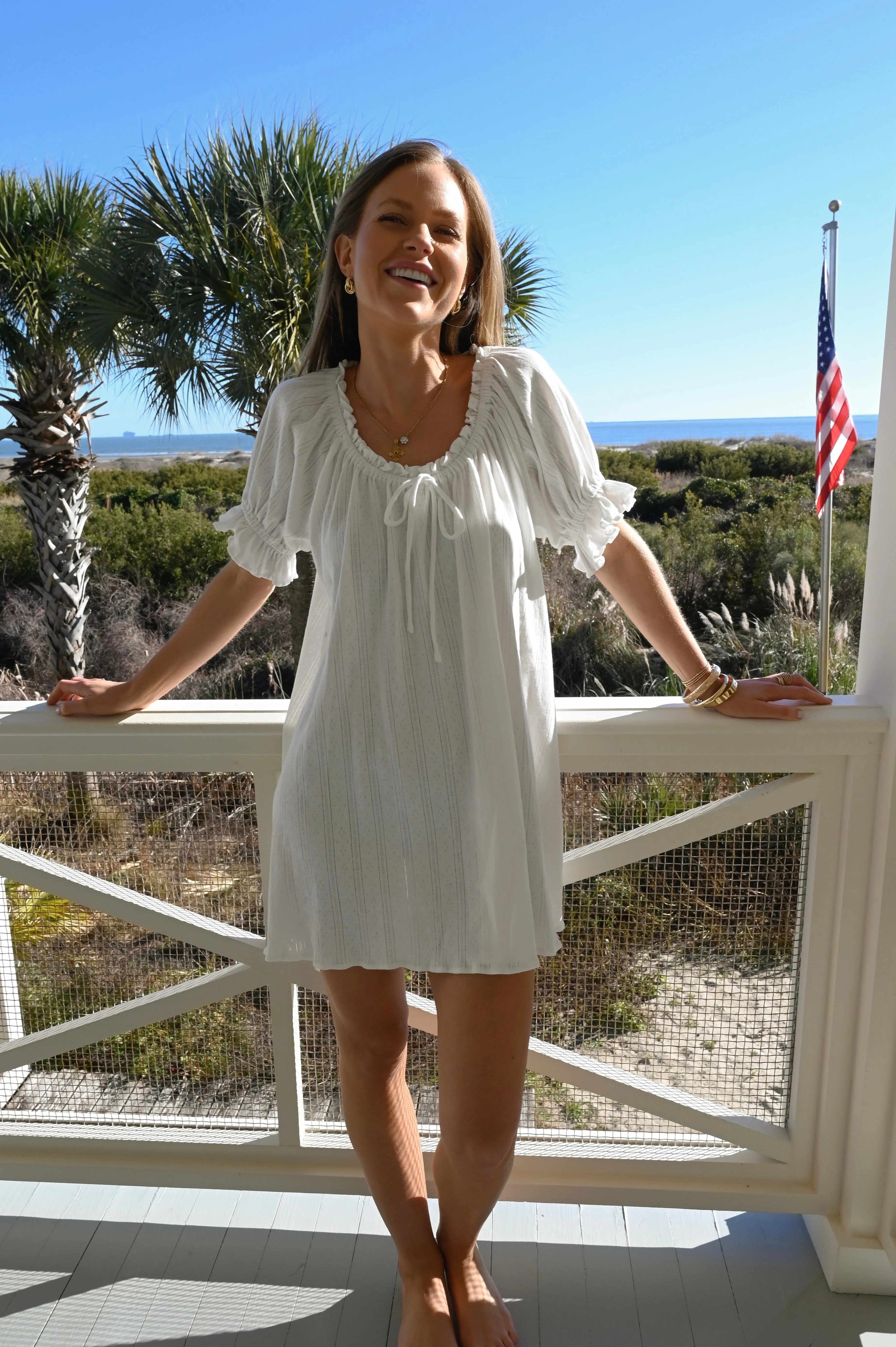 Mini Dress - White Pointelle sold by Darling Loungewear product image thumbnail 4