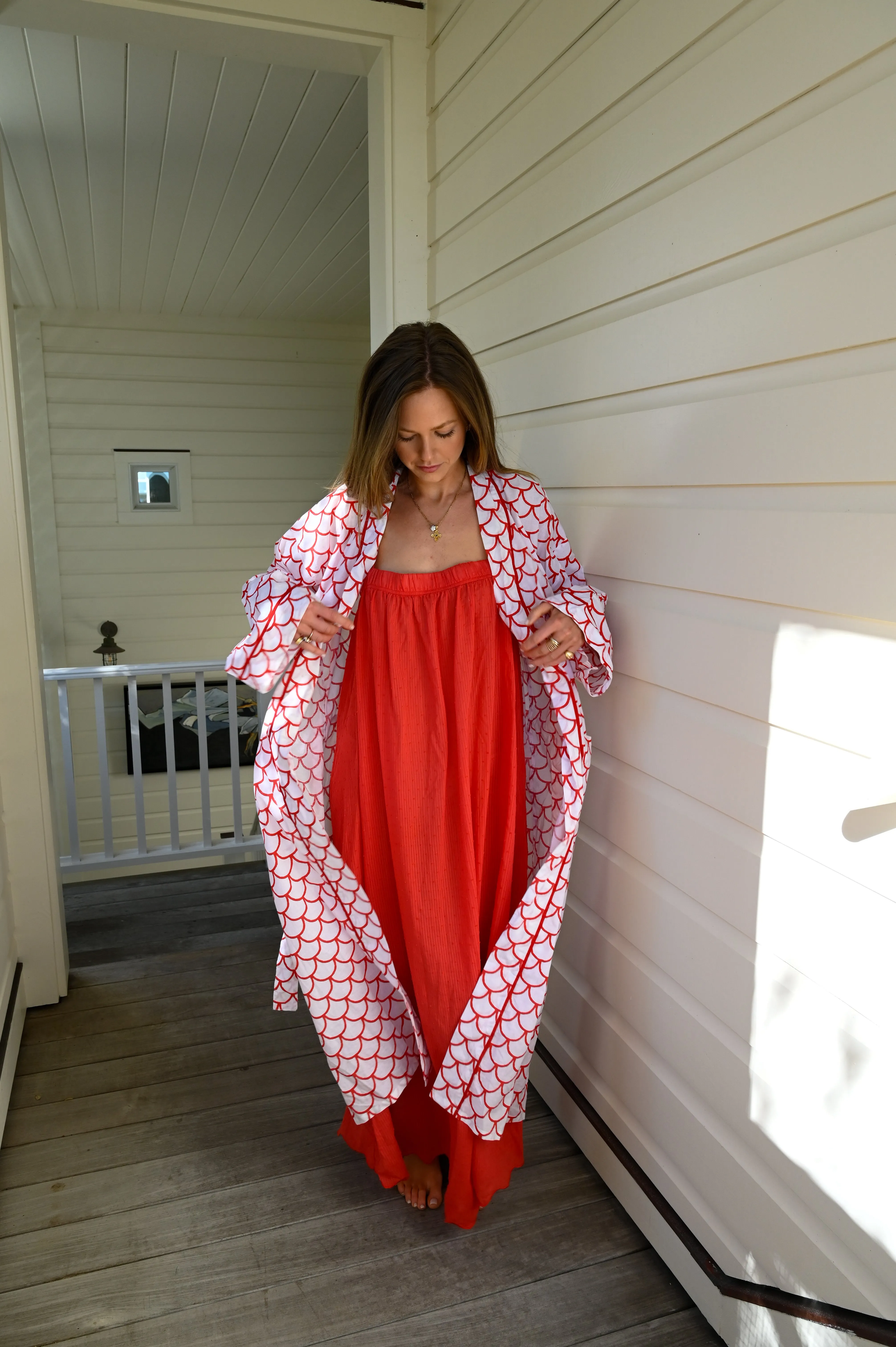 Bathrobe in Red Scallop - Long sold by Darling Loungewear product image thumbnail 4