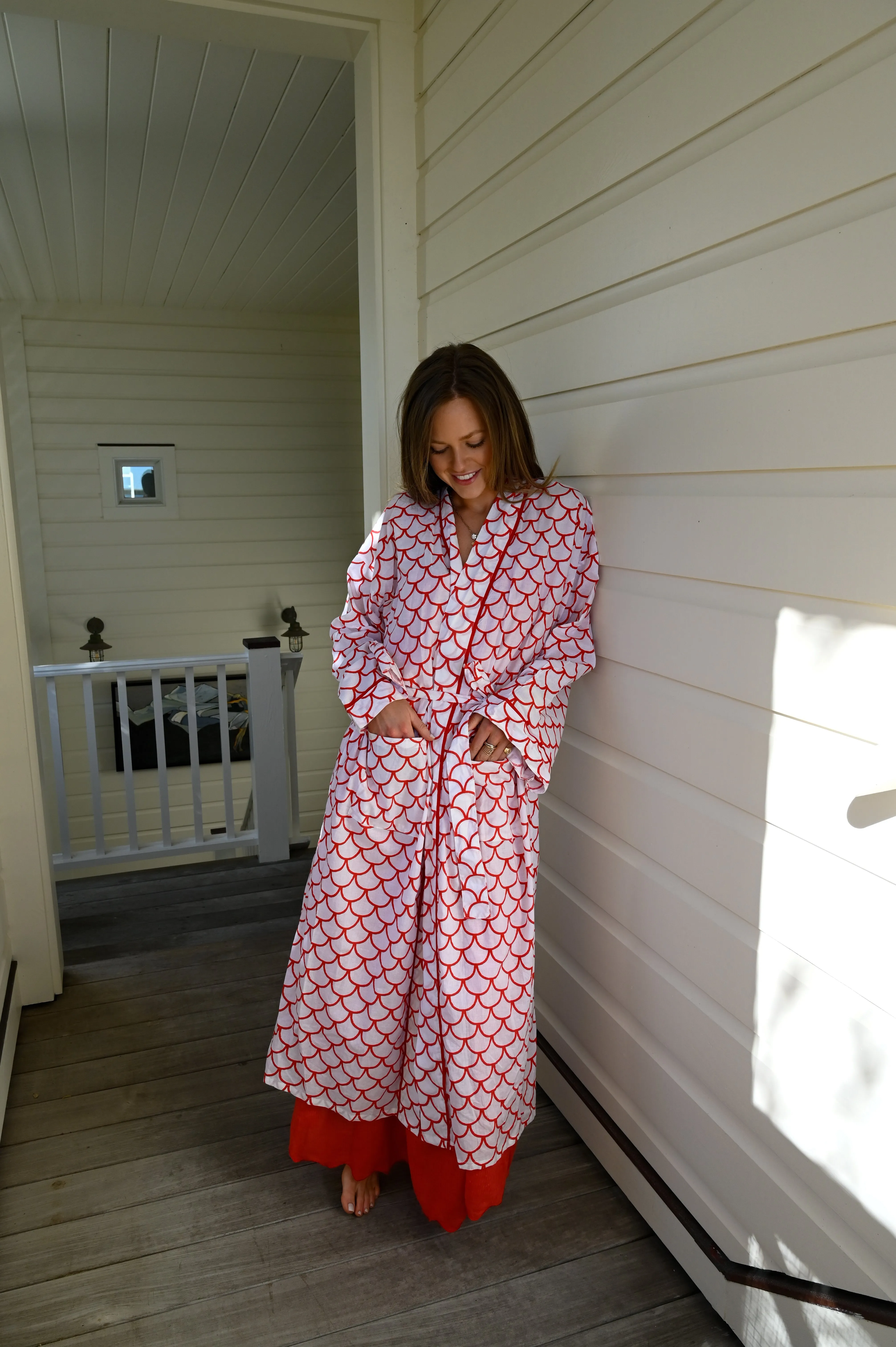 Bathrobe in Red Scallop - Long sold by Darling Loungewear product image thumbnail 2