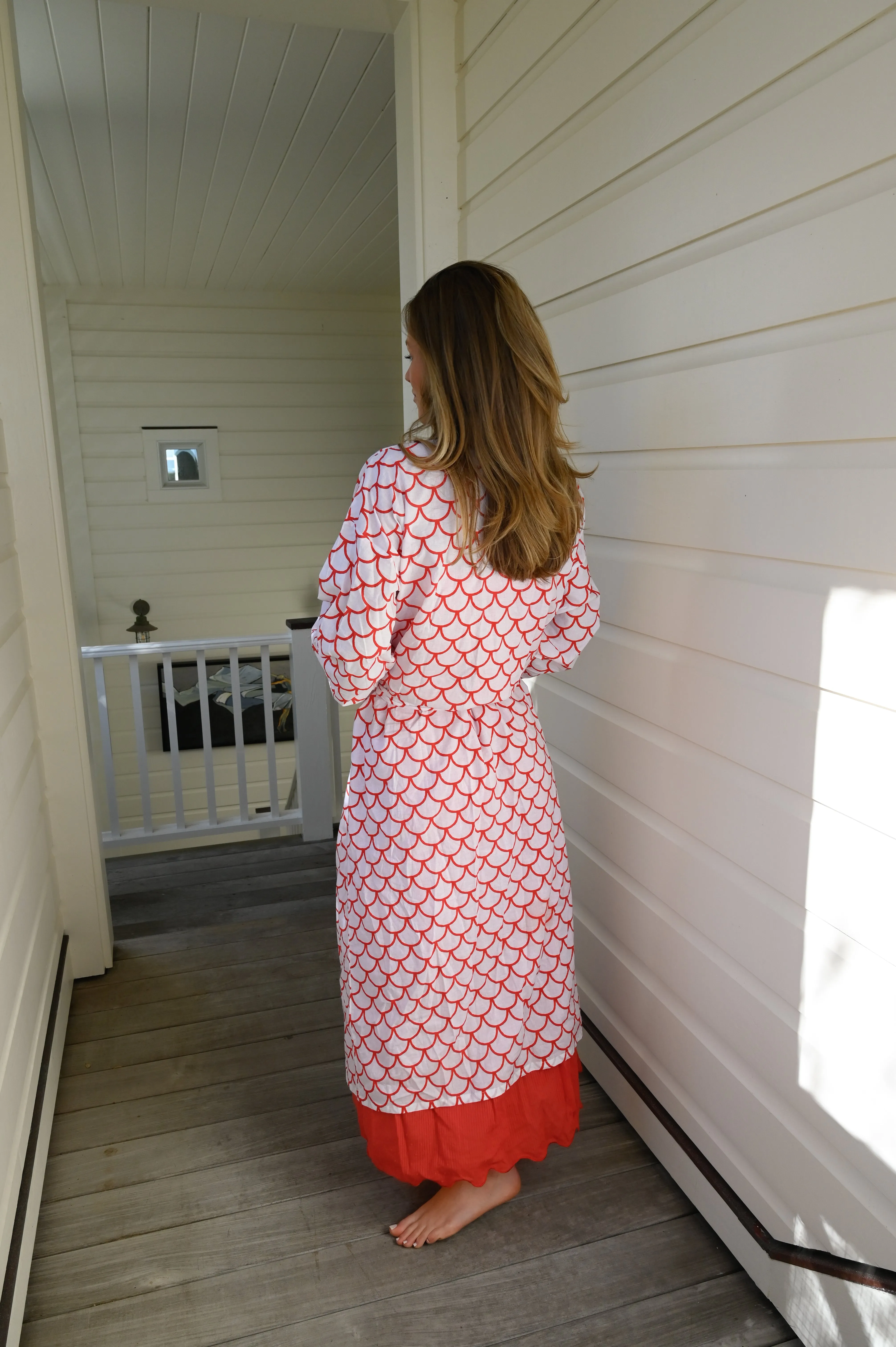 Bathrobe in Red Scallop - Long sold by Darling Loungewear product image thumbnail 3
