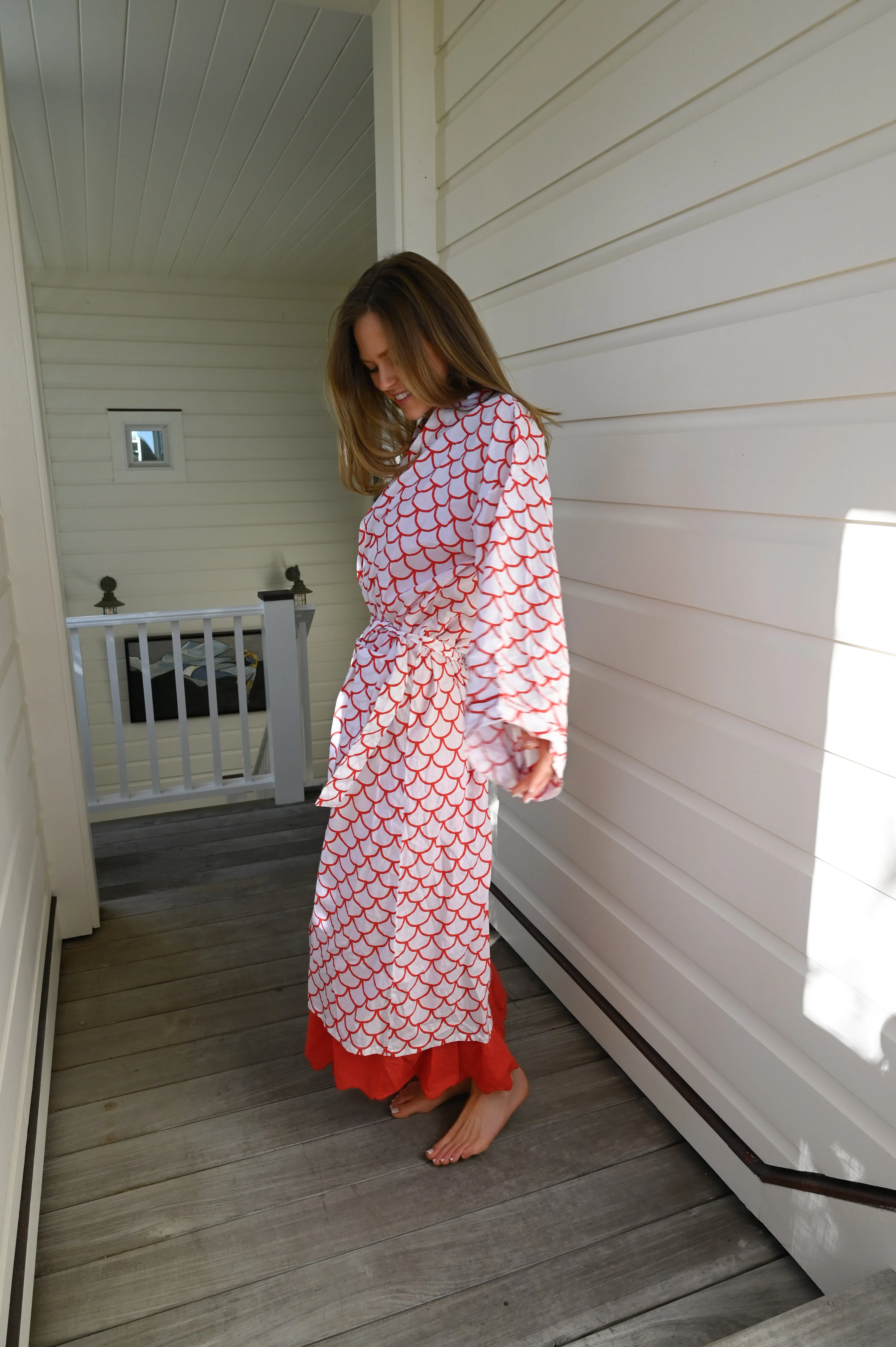 Bathrobe in Red Scallop - Long sold by Darling Loungewear product image thumbnail 5