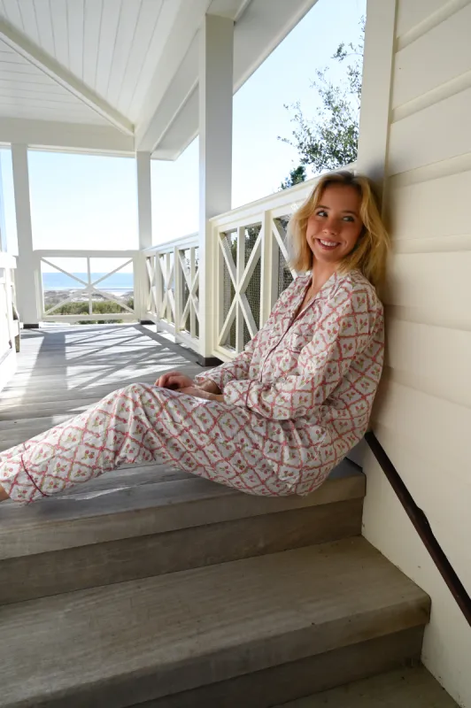 Cozy Pajama Set - Strawberry Lattice sold by Darling Loungewear
