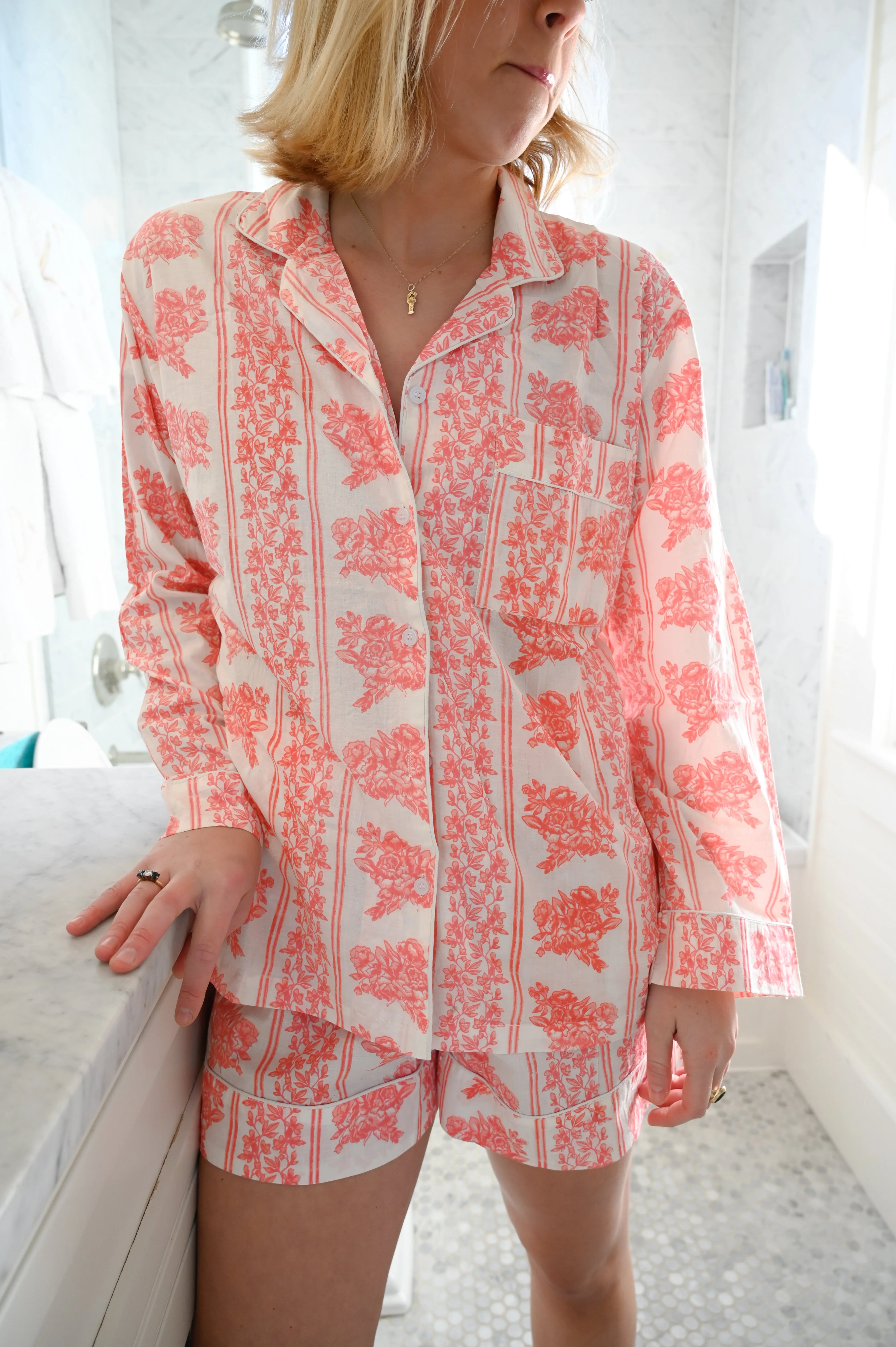 Pink English Rose PJ Set - Long / Short sold by Darling Loungewear product image thumbnail 5