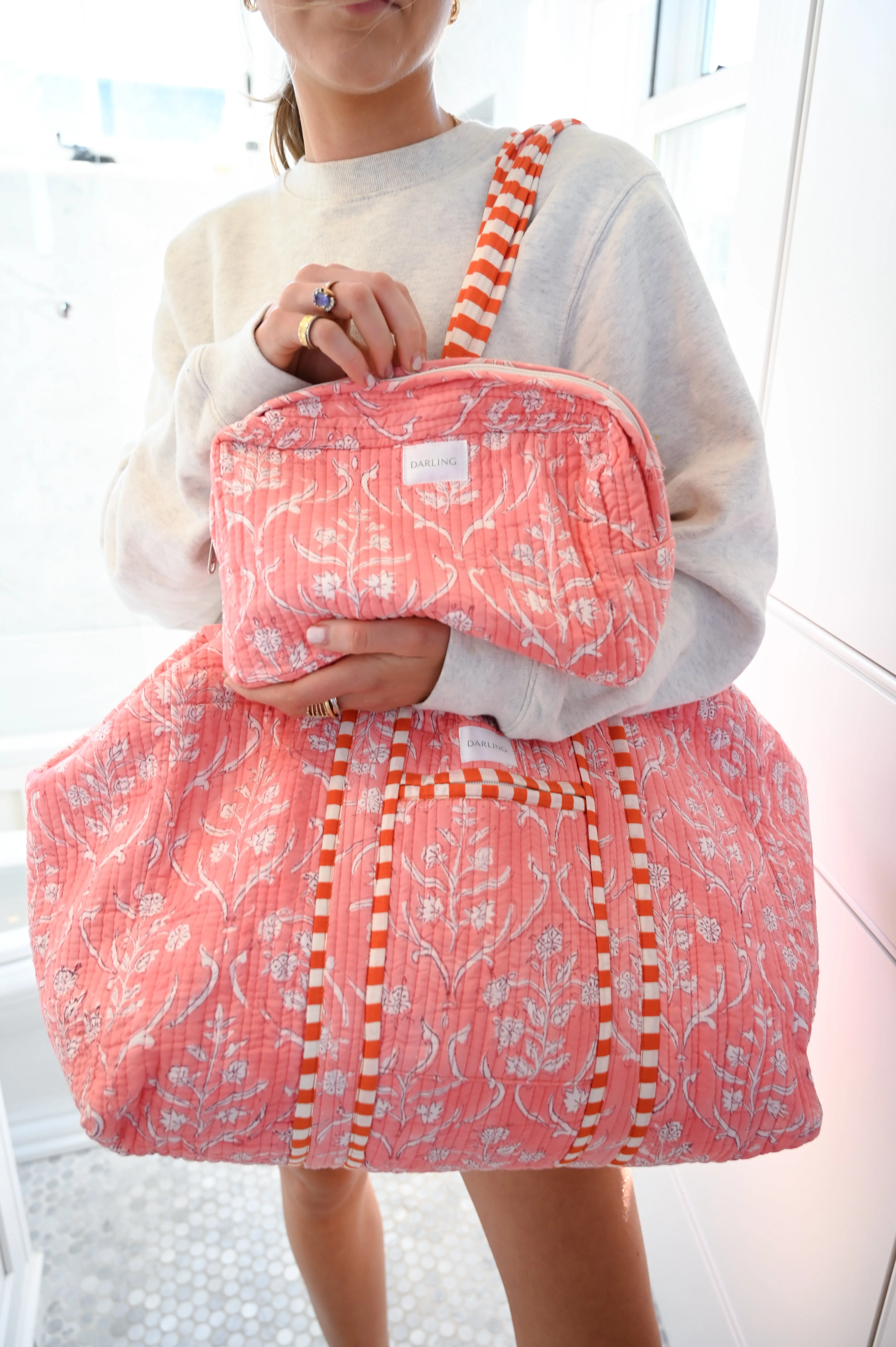 Quilted Cosmetic Bag - Peachy Pink sold by Darling Loungewear product image thumbnail 2