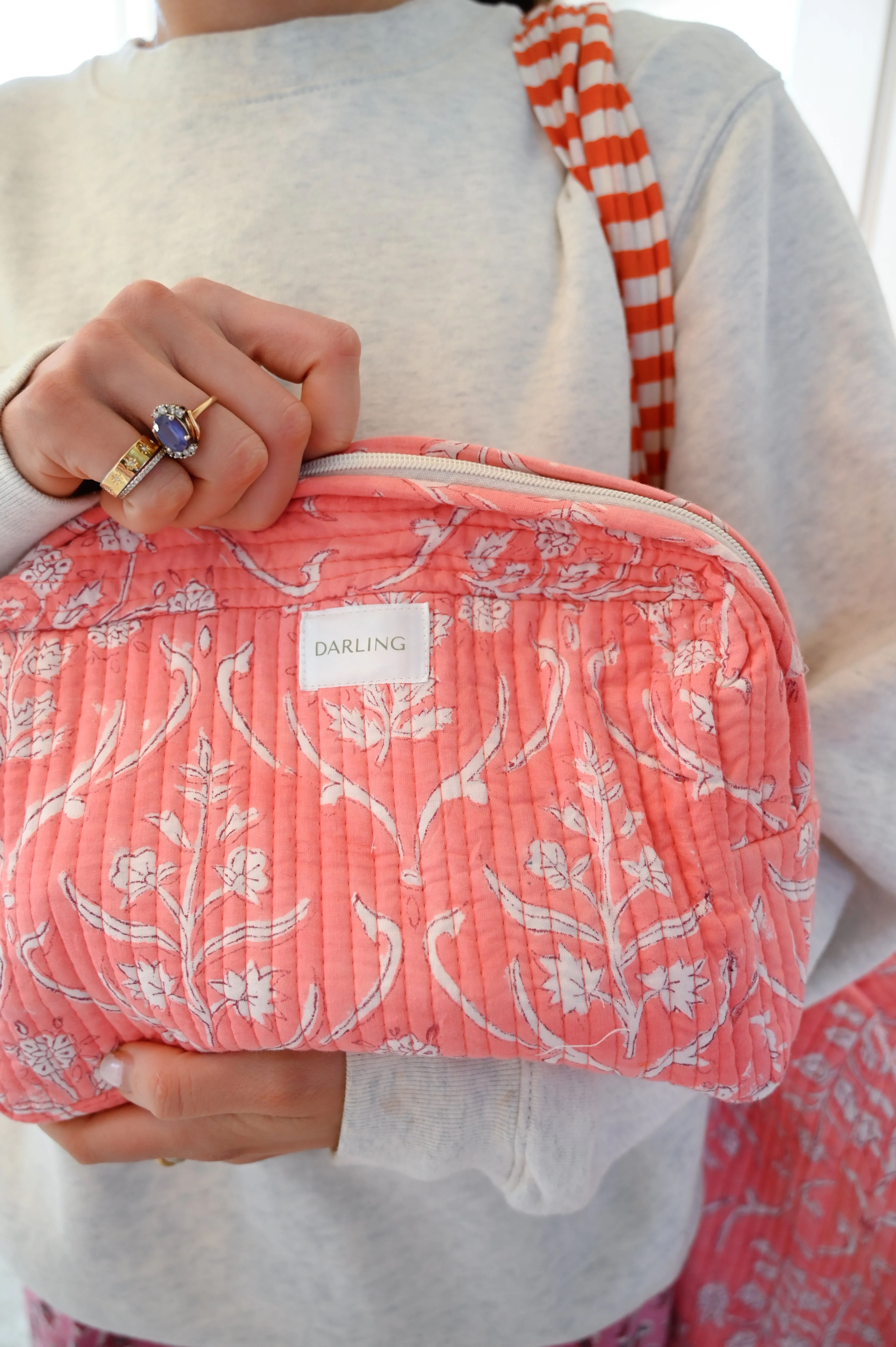Quilted Cosmetic Bag - Peachy Pink sold by Darling Loungewear