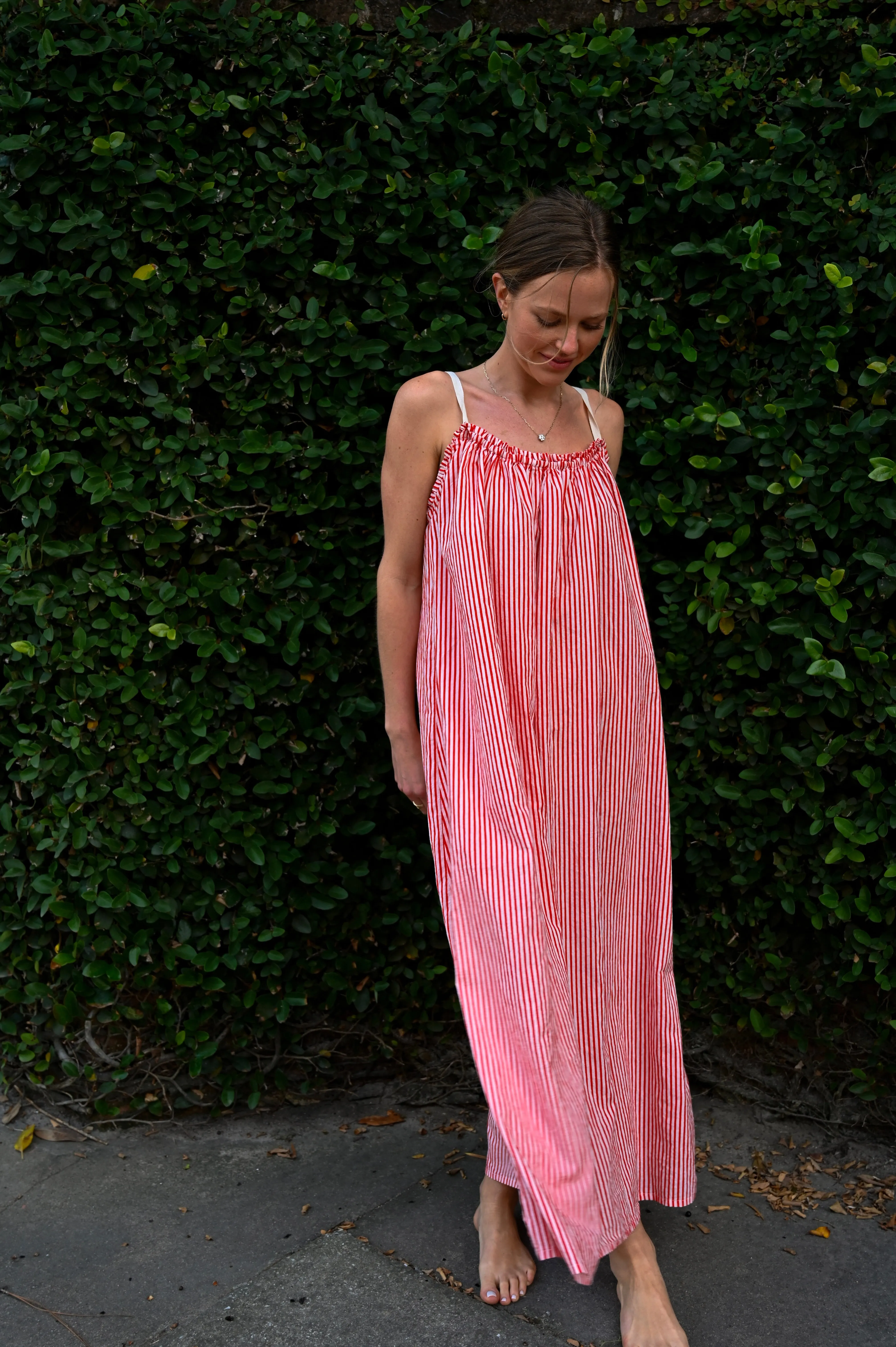 The One Size Dress - Red and White Stripe sold by Darling Loungewear