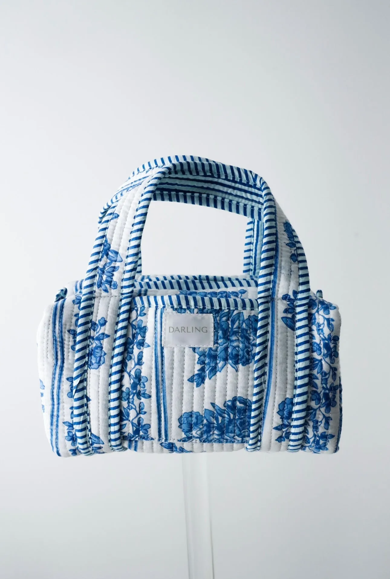 Quilted Handled Cosmetic Bag - French Blue Floral sold by Darling Loungewear product image thumbnail 2