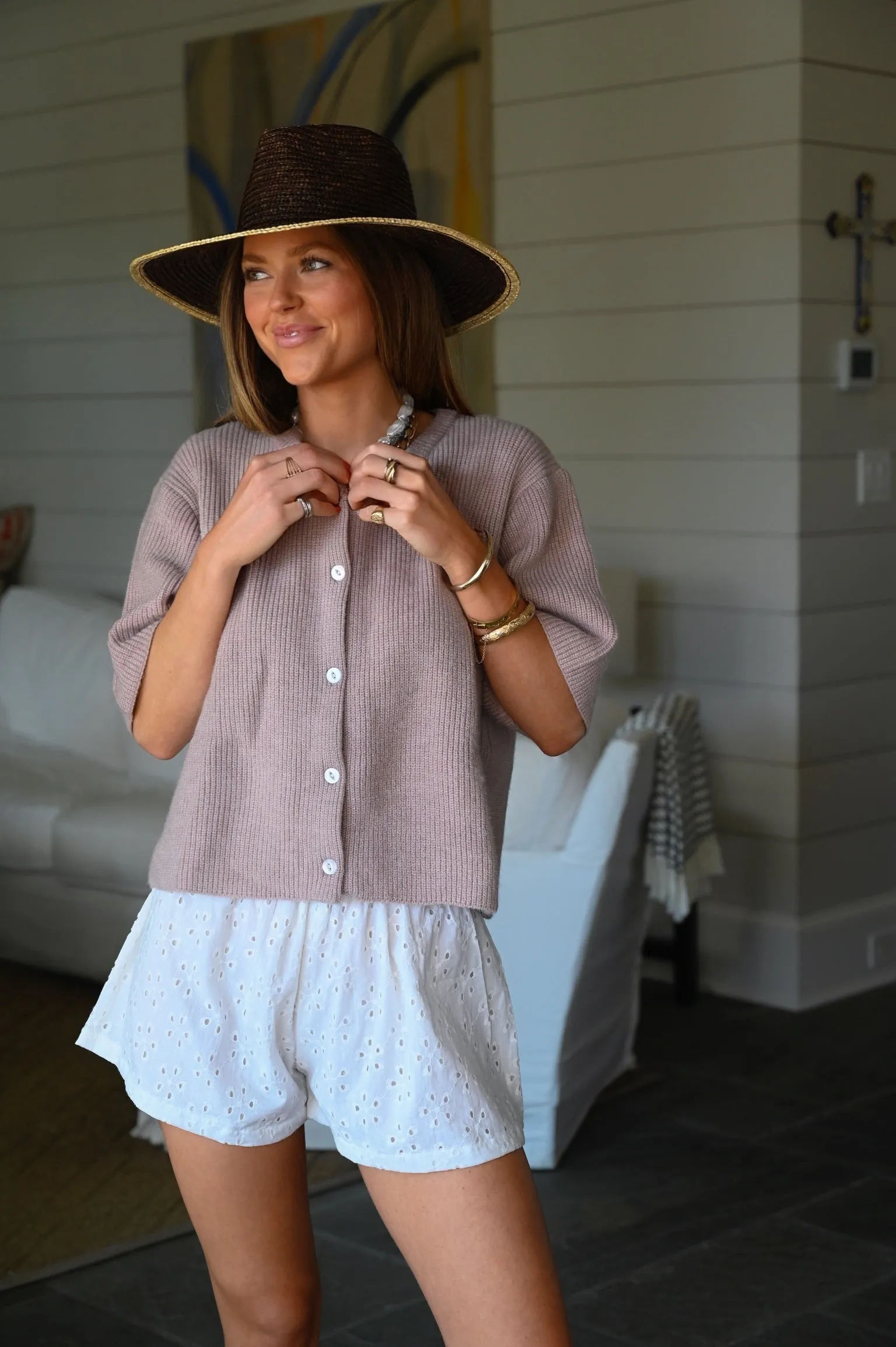 Boxer Shorts - White Eyelet sold by Darling Loungewear