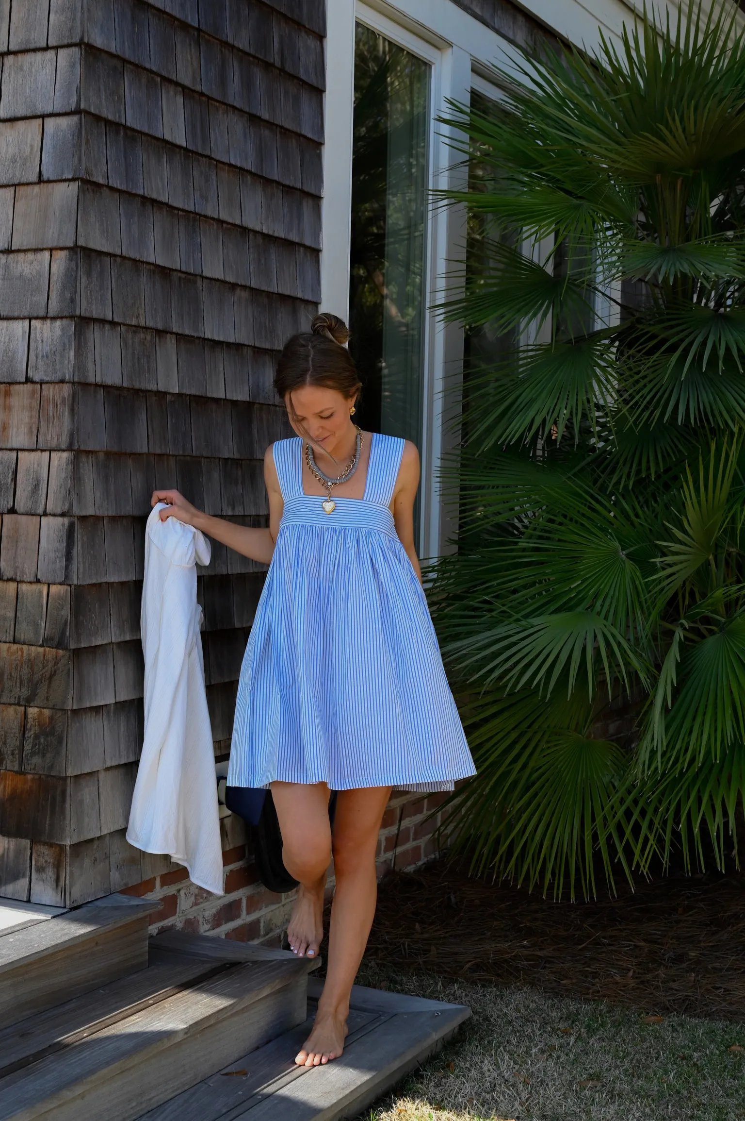 Tie Sleep Dress - Light Blue Stripe sold by Darling Loungewear product image thumbnail 5
