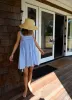 Tie Sleep Dress - Light Blue Stripe sold by Darling Loungewear