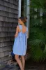 Tie Sleep Dress - Light Blue Stripe sold by Darling Loungewear