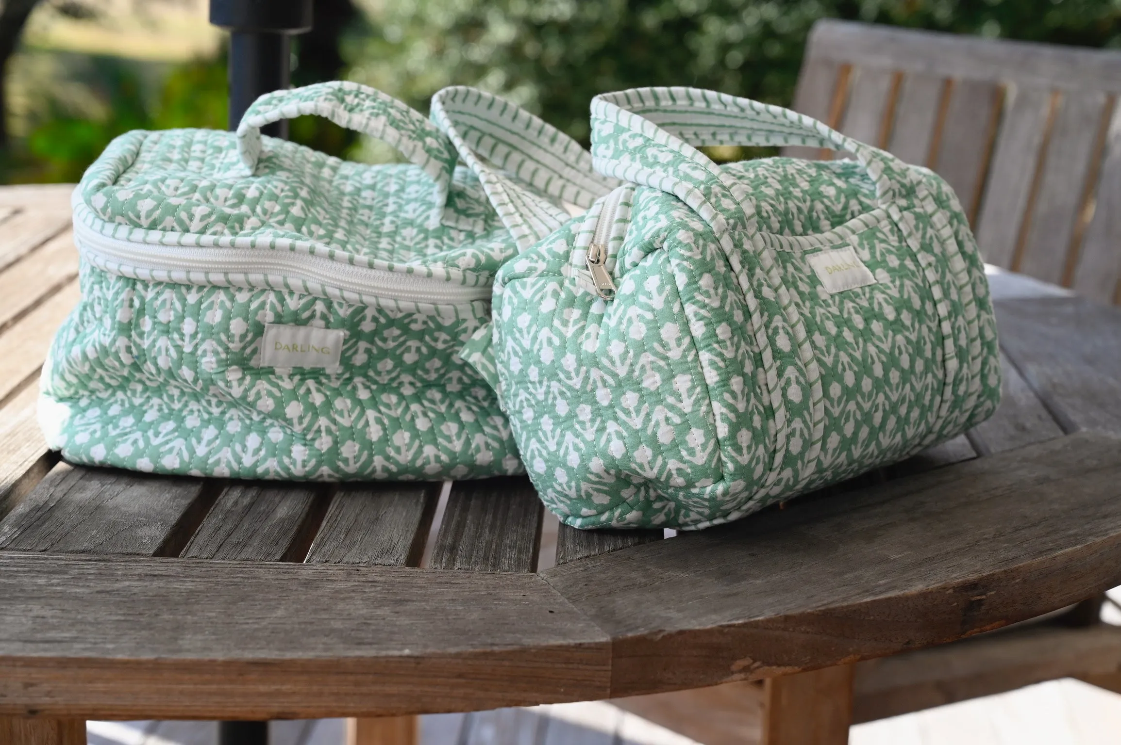 Quilted Handled Cosmetic Bag - Turquoise Tulip sold by Darling Loungewear product image thumbnail 2