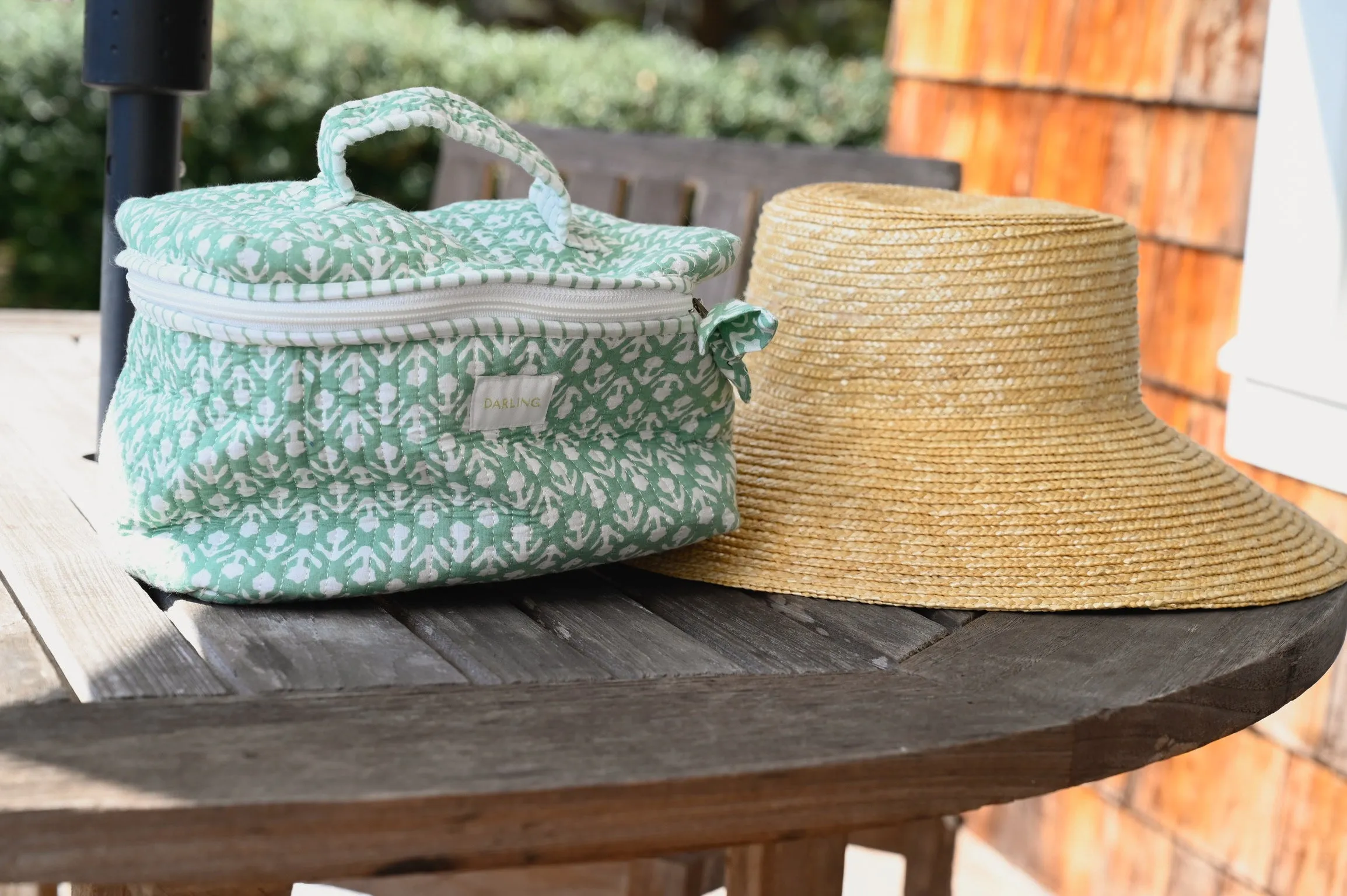 Quilted Cosmetic Train Case - Turquoise Tulip sold by Darling Loungewear