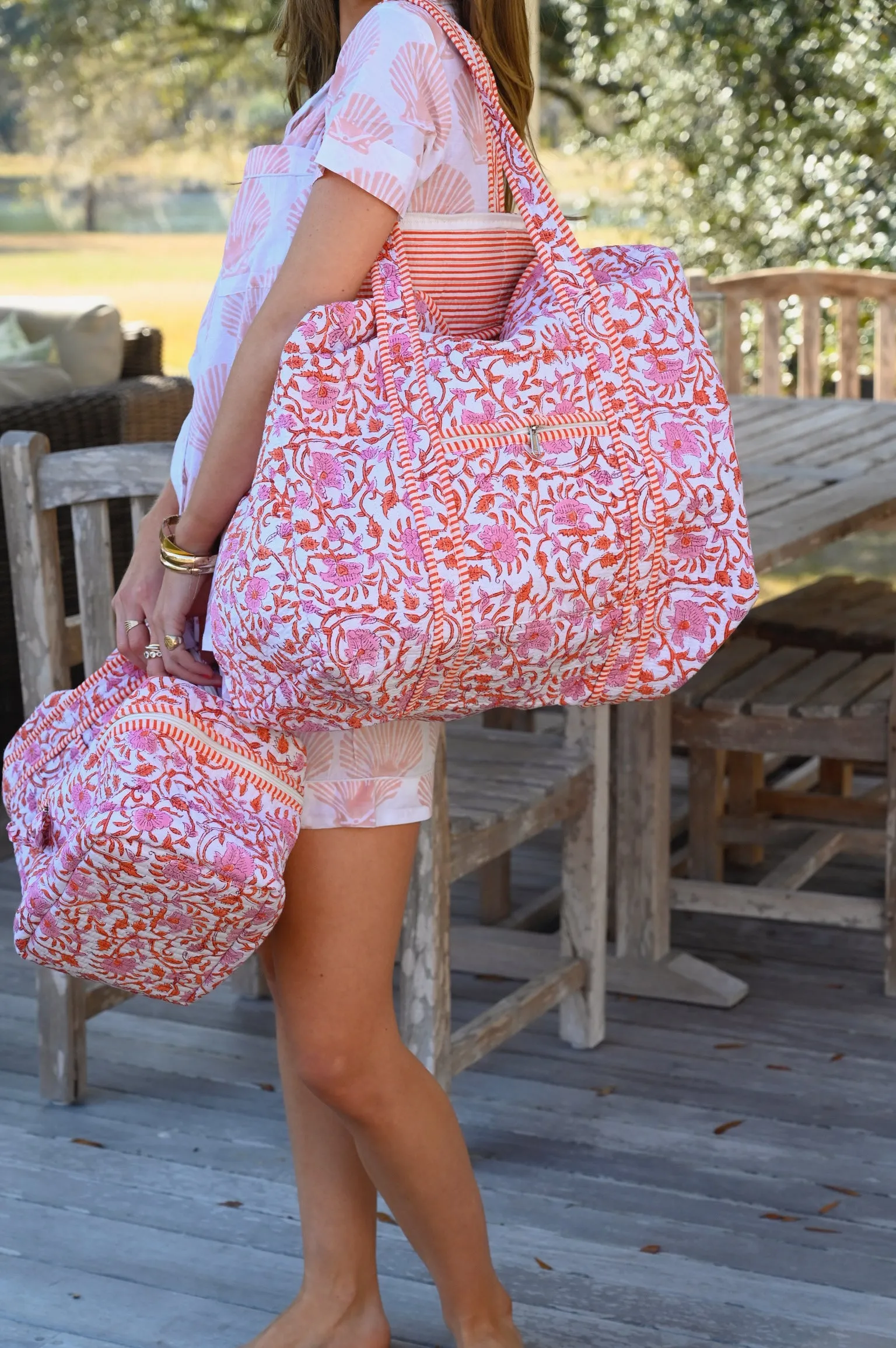 Weekender Bag in Coral Floral sold by Darling Loungewear