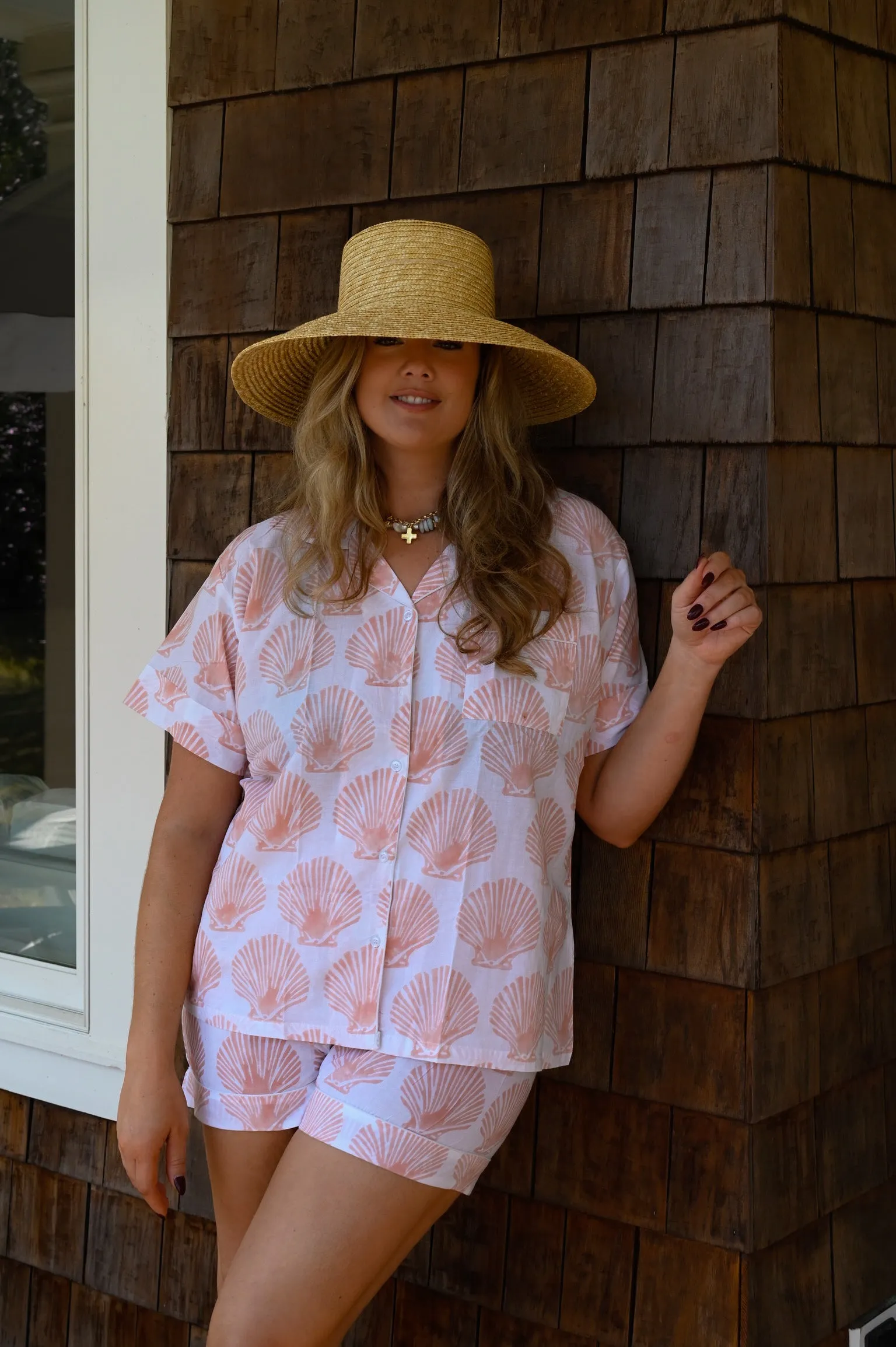 Soft Pink Scallop Shell Set - Short / Short sold by Darling Loungewear