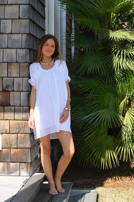 Mini Dress - White Swiss Dot sold by Darling Loungewear