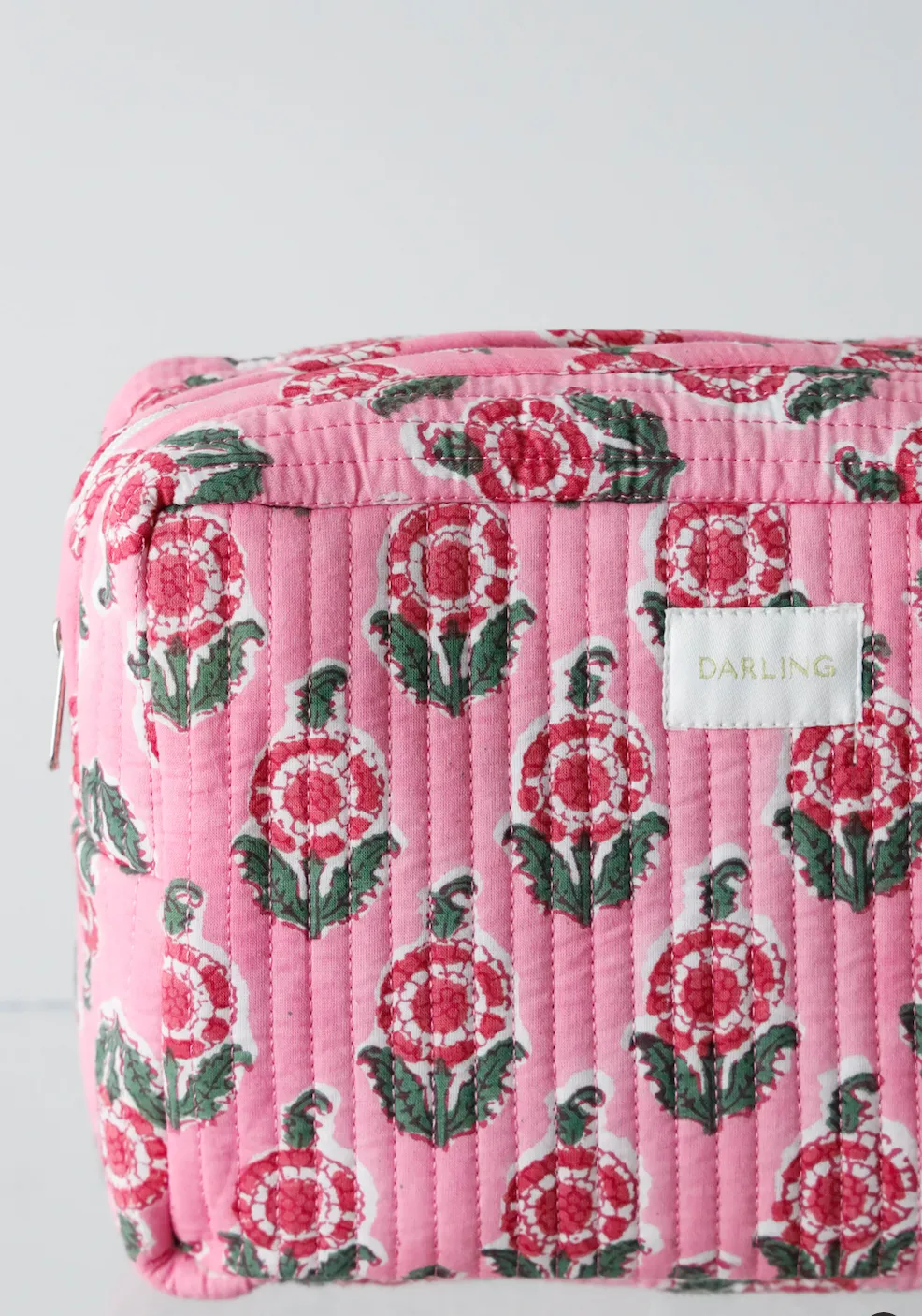 Quilted Cosmetic Pouch - Pink Poppy sold by Darling Loungewear product image thumbnail 2