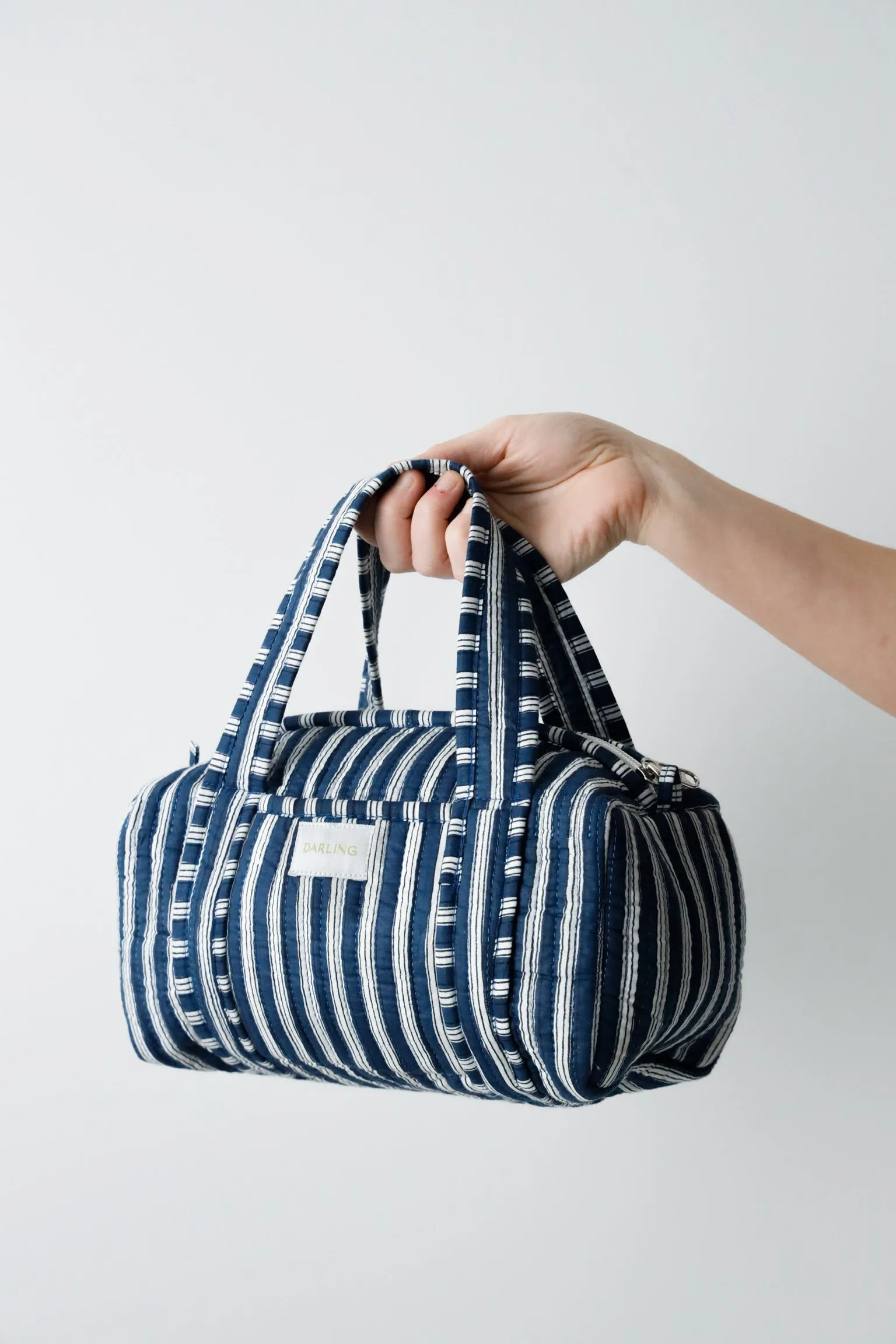 Quilted Handled Cosmetic Bag - Navy Stripe sold by Darling Loungewear product image thumbnail 3