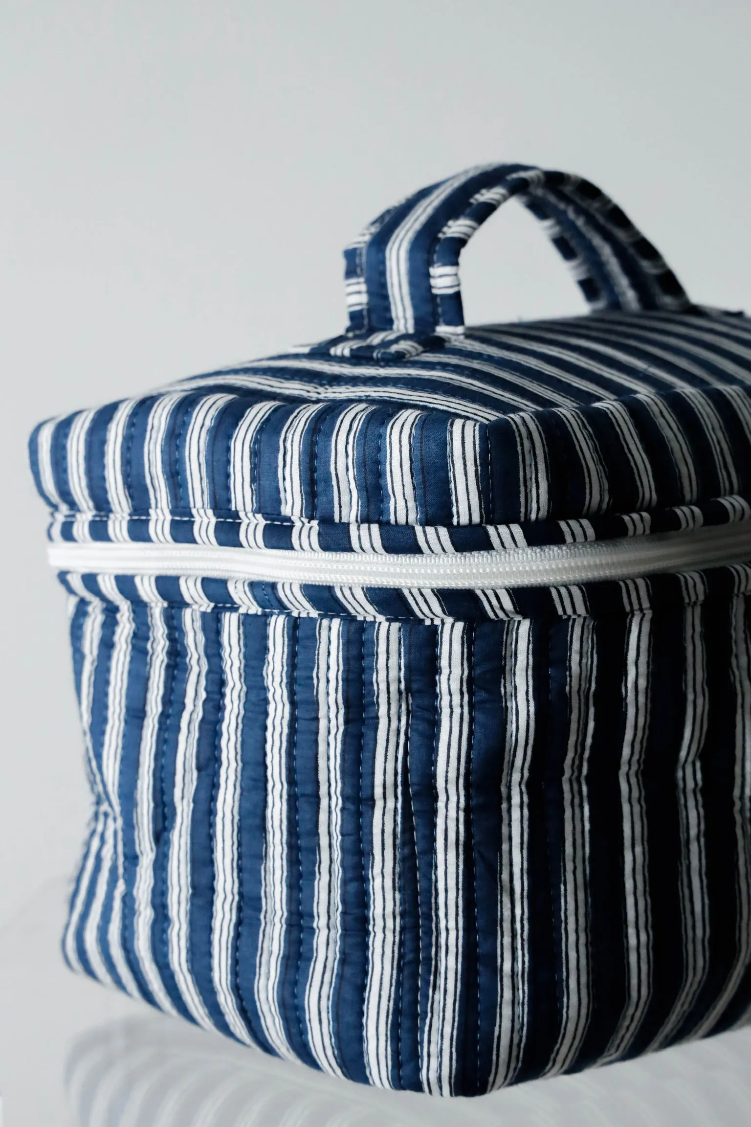 Quilted Cosmetic Train Case - Navy Stripe sold by Darling Loungewear product image thumbnail 4