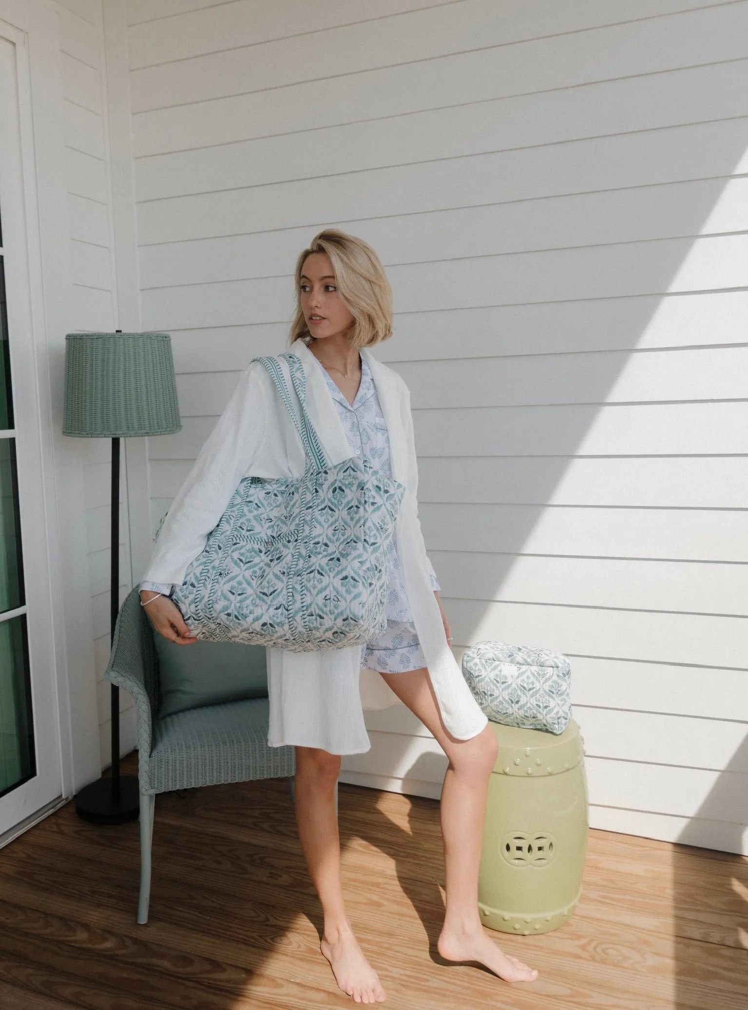 Weekender Bag in Blooming in Blue sold by Darling Loungewear