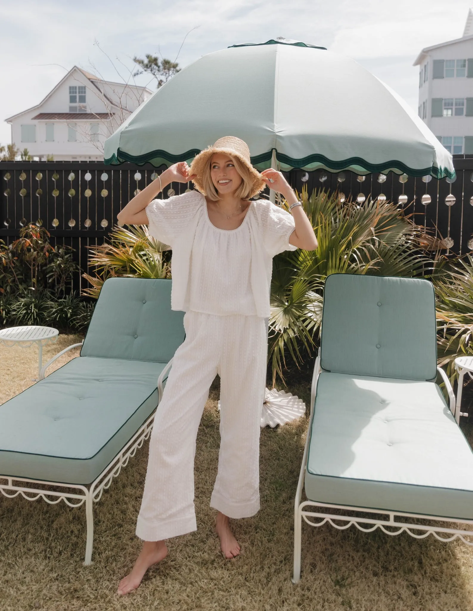 The Dream Set - White Swiss Dot sold by Darling Loungewear