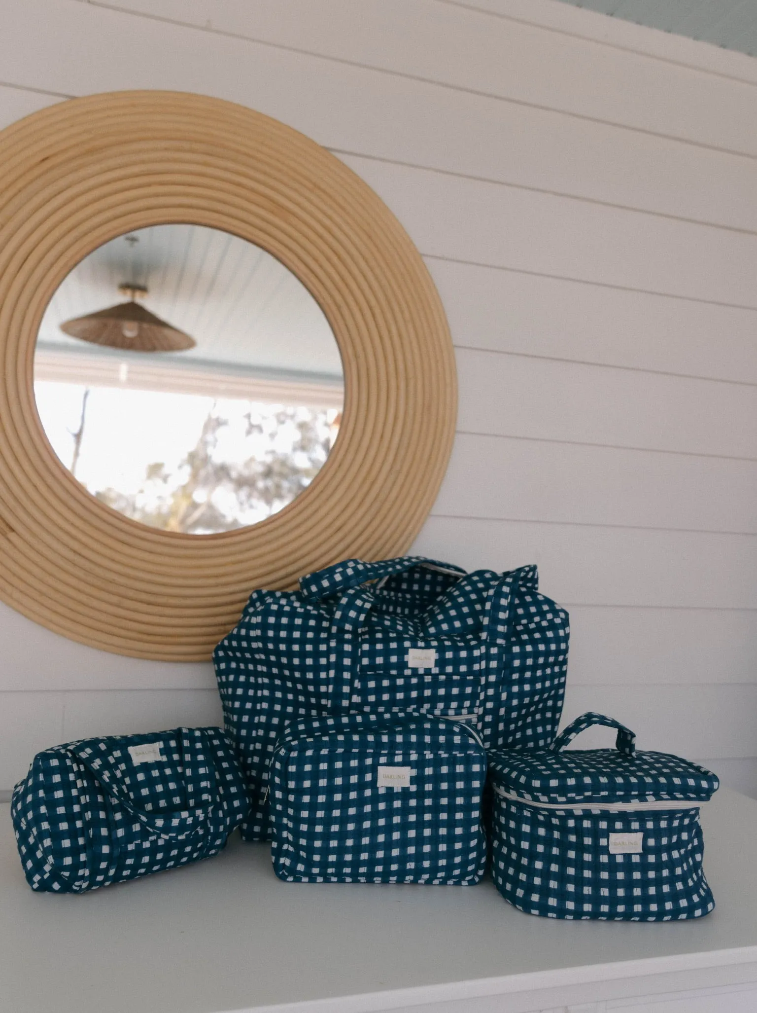 Quilted Cosmetic Train Case - Navy Blue Check sold by Darling Loungewear product image thumbnail 2