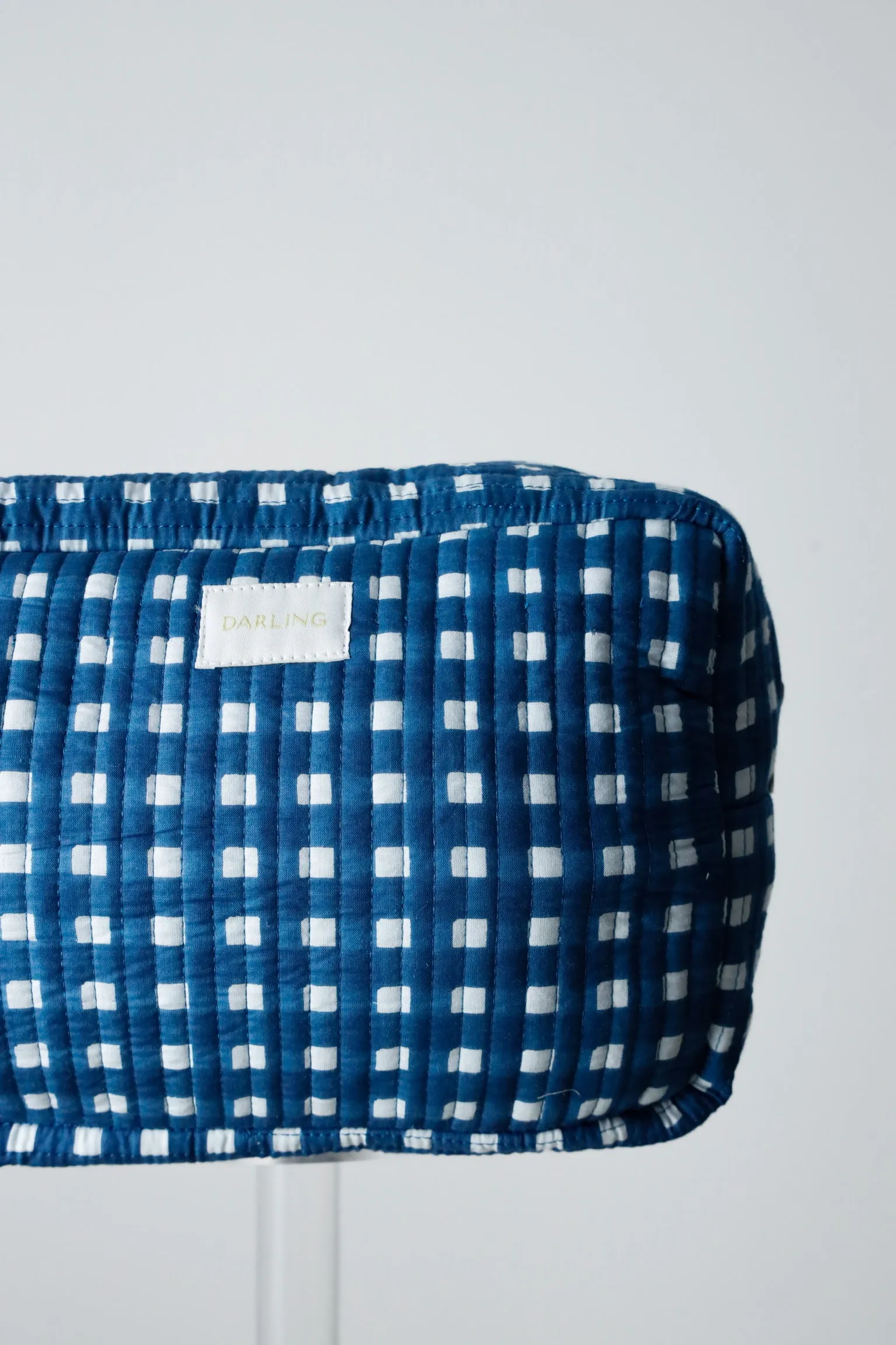 Quilted Cosmetic Pouch - Navy Blue Check sold by Darling Loungewear product image thumbnail 4
